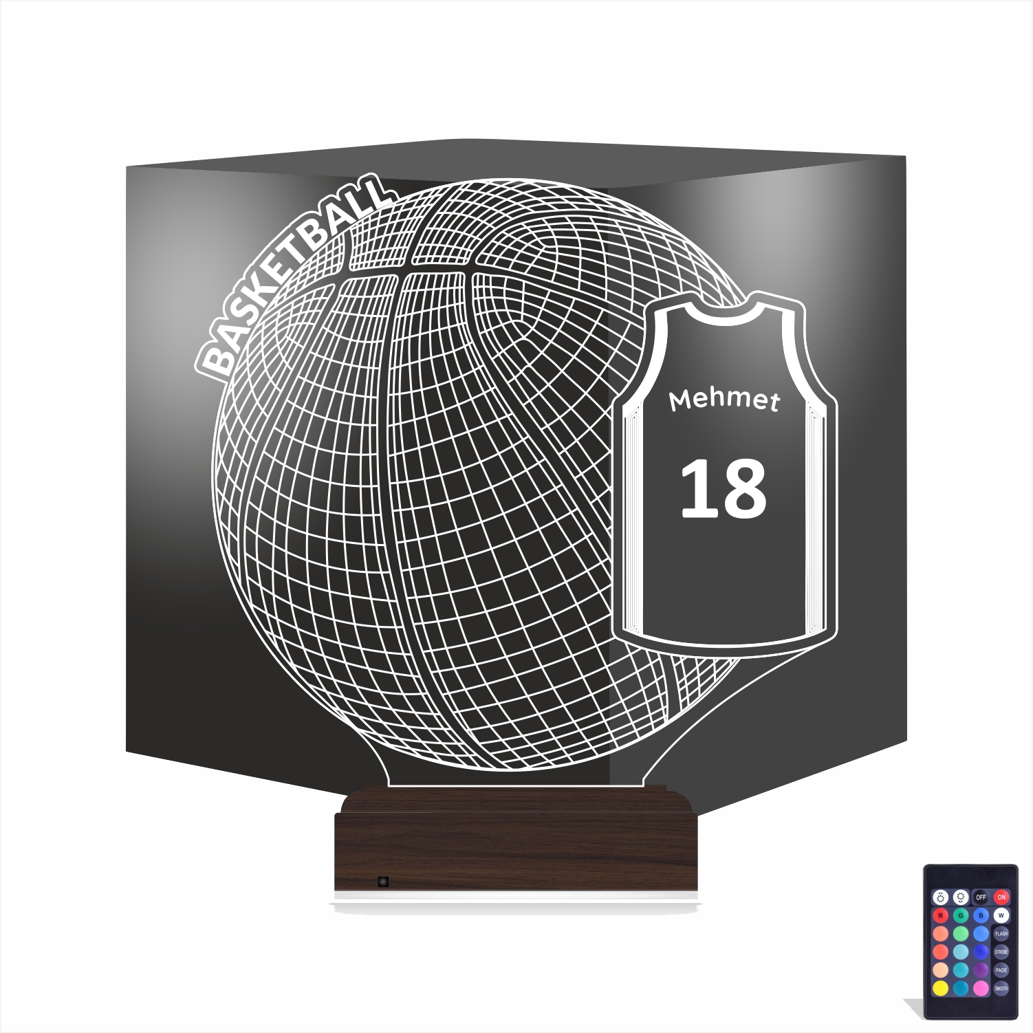 Баскетбольный мяч и джерси — 3D LED Ночник | Именной подарок