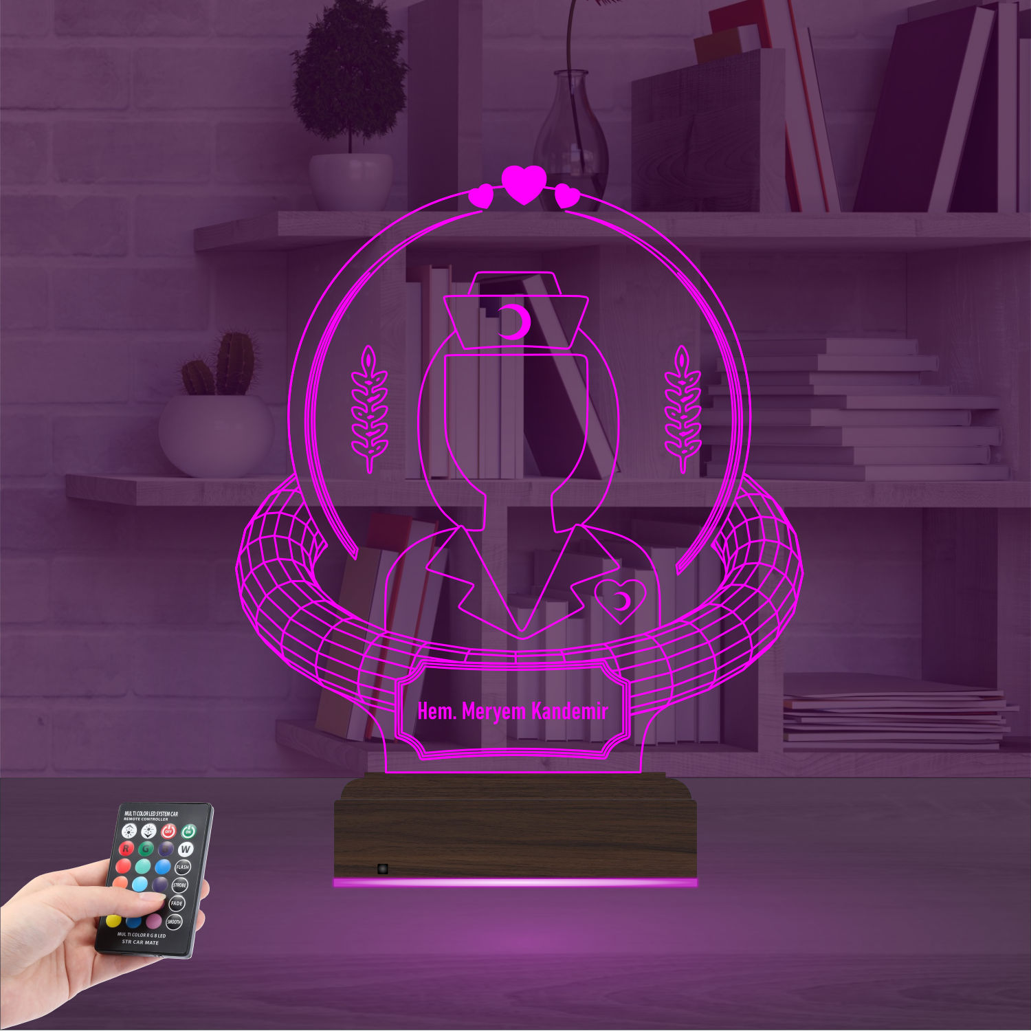 Именной подарок: 3d светильник "Заботливая медсестра" 3