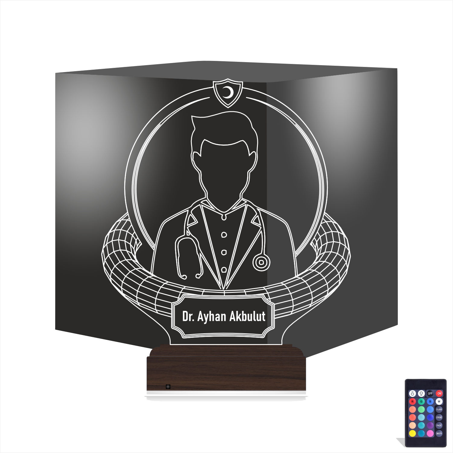 Именной 3D Ночник Врачу с Пультом