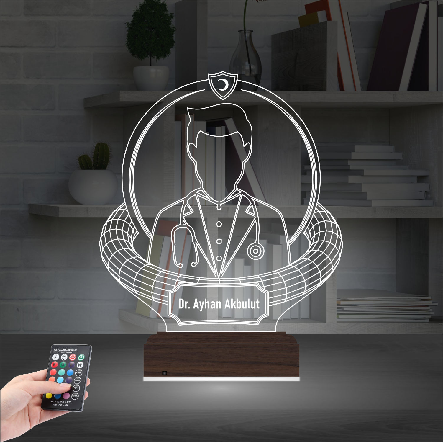 Именной 3D Ночник Врачу с Пультом
