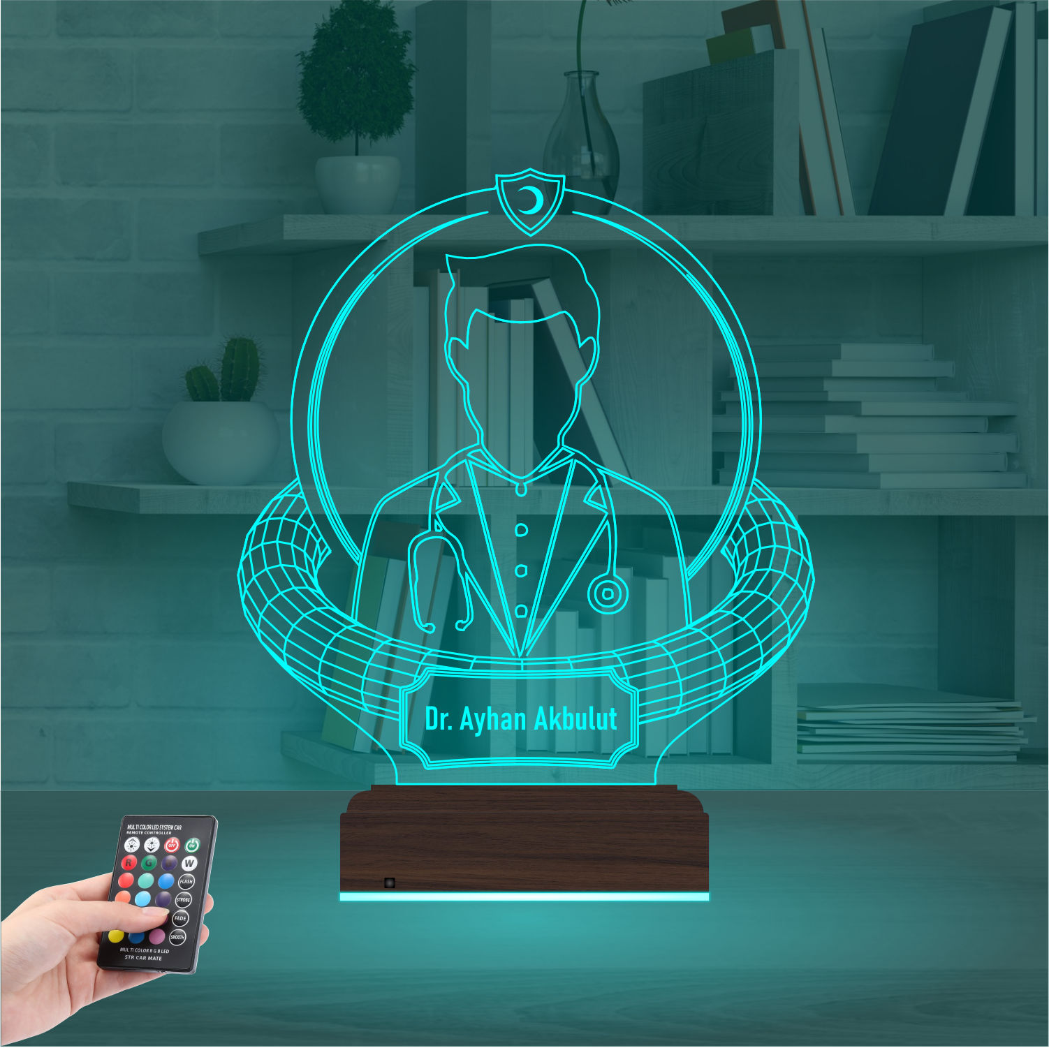 Именной подарок: 3d светильник "Мудрость врача" (Мужской силуэт) 2