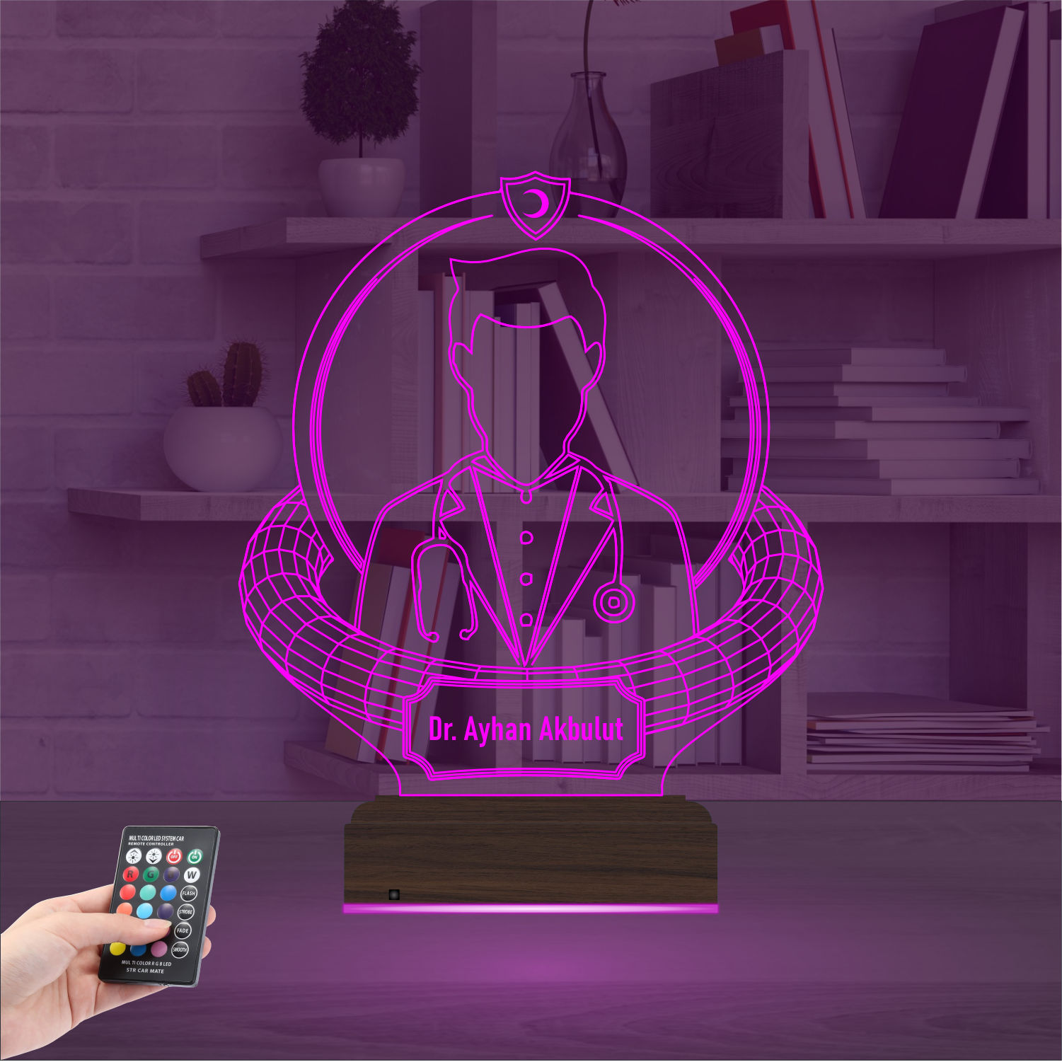 Именной подарок: 3d светильник "Мудрость врача" (Мужской силуэт) 3