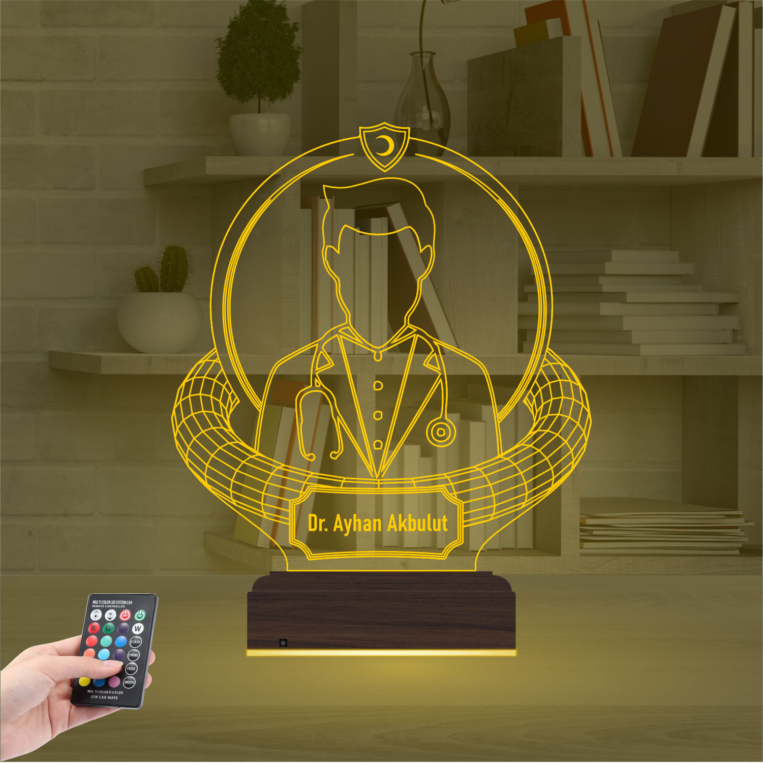 Именной подарок: 3d светильник "Мудрость врача" (Мужской силуэт) 7