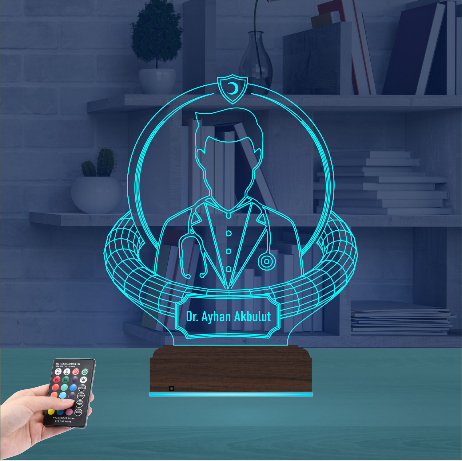 Именной подарок: 3d светильник "Мудрость врача" (Мужской силуэт) 8