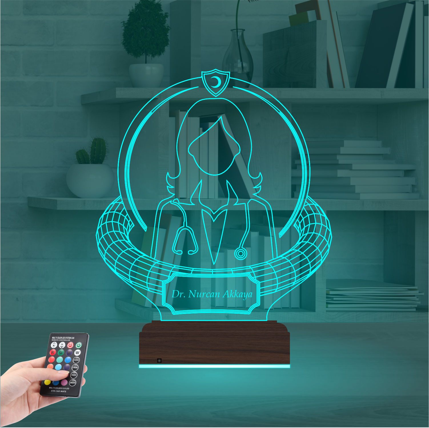 Именной подарок: 3d светильник "Призвание — Врач" (Женский силуэт) 2