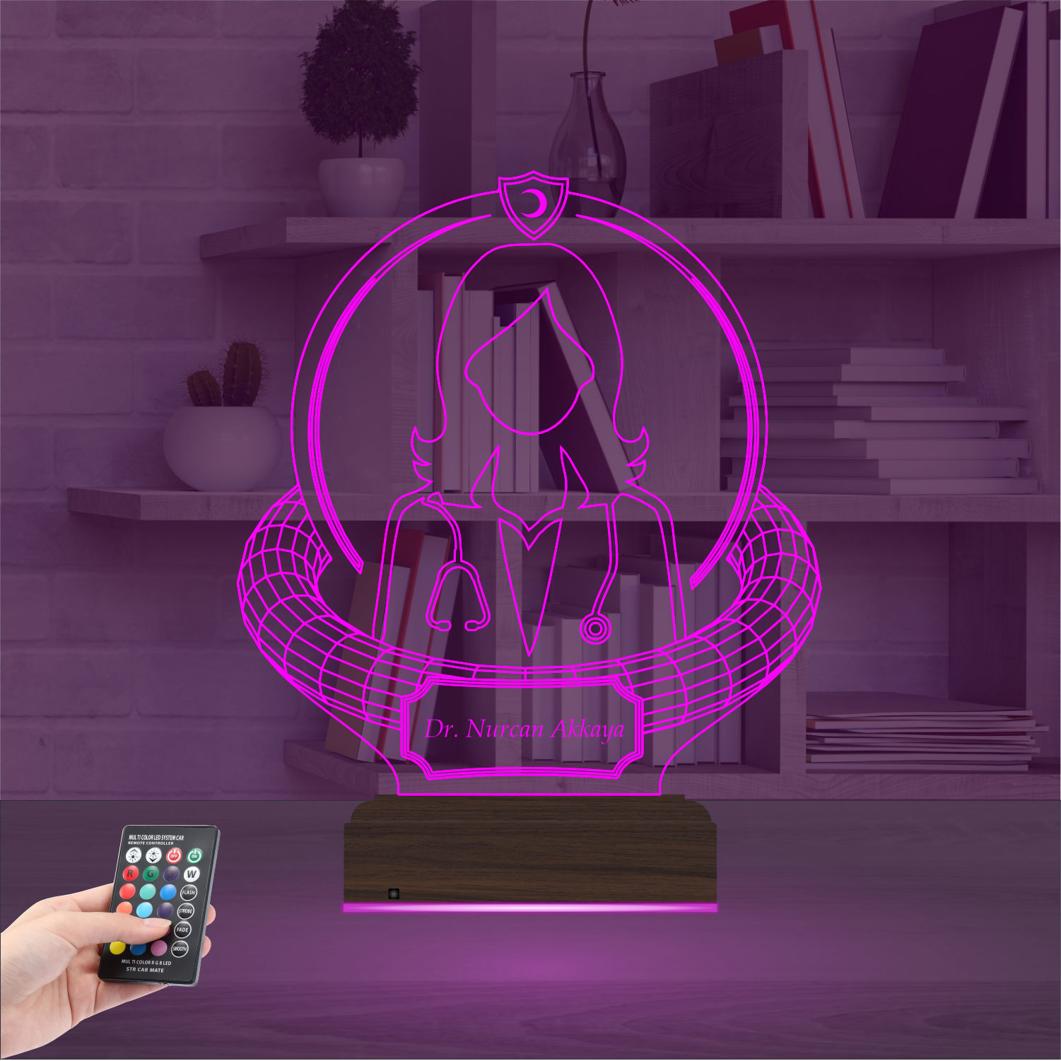 Именной подарок: 3d светильник "Призвание — Врач" (Женский силуэт) 3