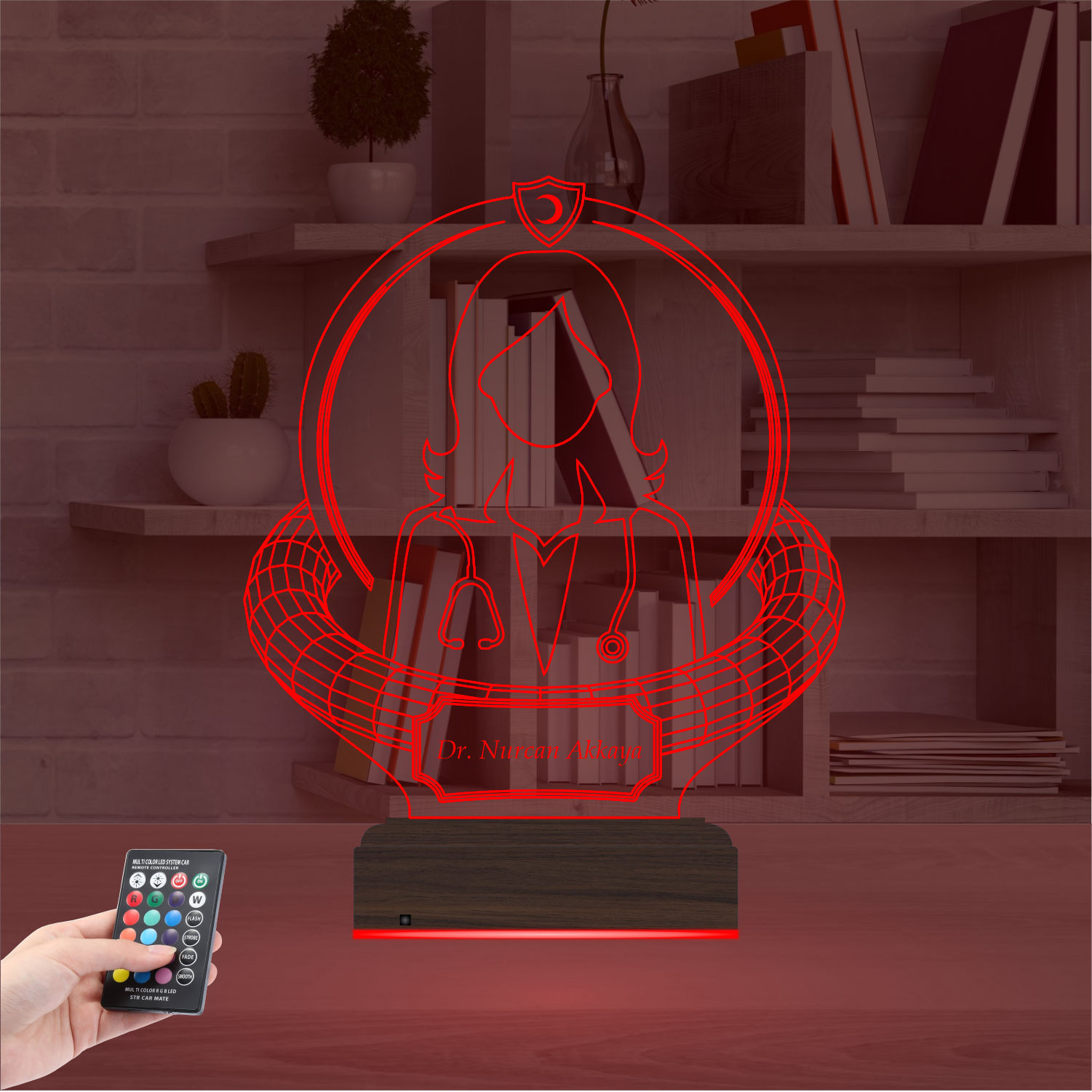 Именной подарок: 3d светильник "Призвание — Врач" (Женский силуэт) 4