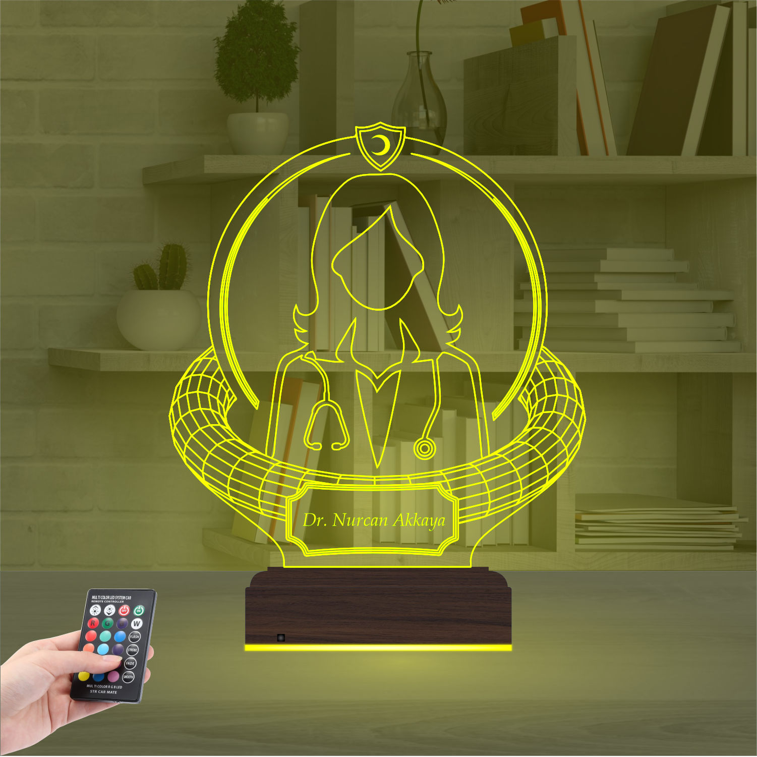 Именной подарок: 3d светильник "Призвание — Врач" (Женский силуэт) 6