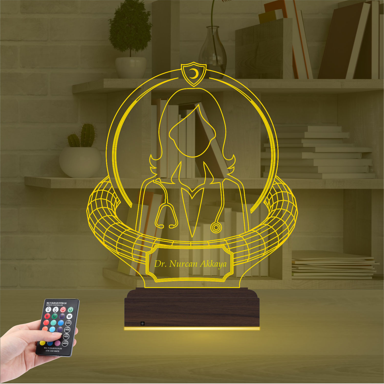 Именной подарок: 3d светильник "Призвание — Врач" (Женский силуэт) 7