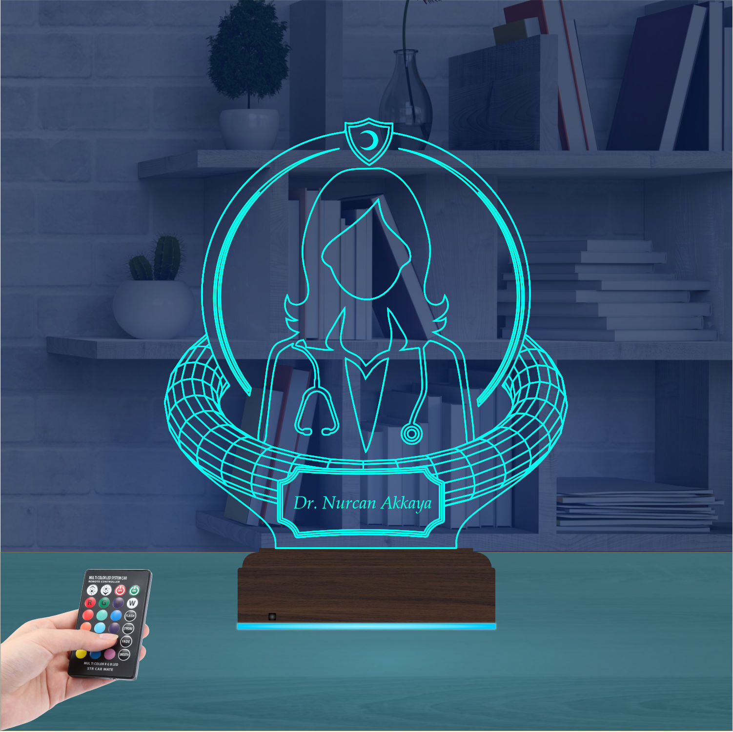 Именной подарок: 3d светильник "Призвание — Врач" (Женский силуэт) 8