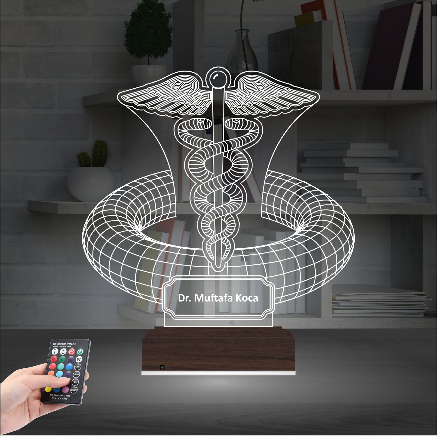 Кадуцей — 3D LED Ночник | Подарок врачу