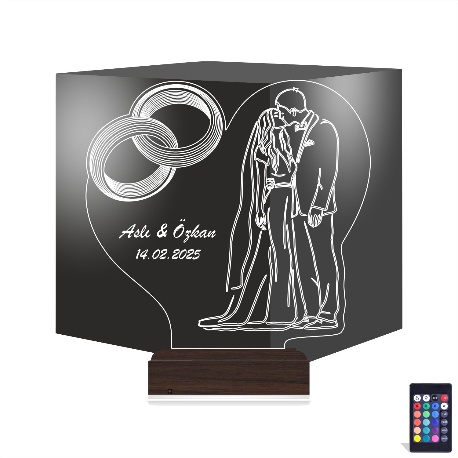 Свадебная пара — 3D LED Ночник | Подарок на годовщину