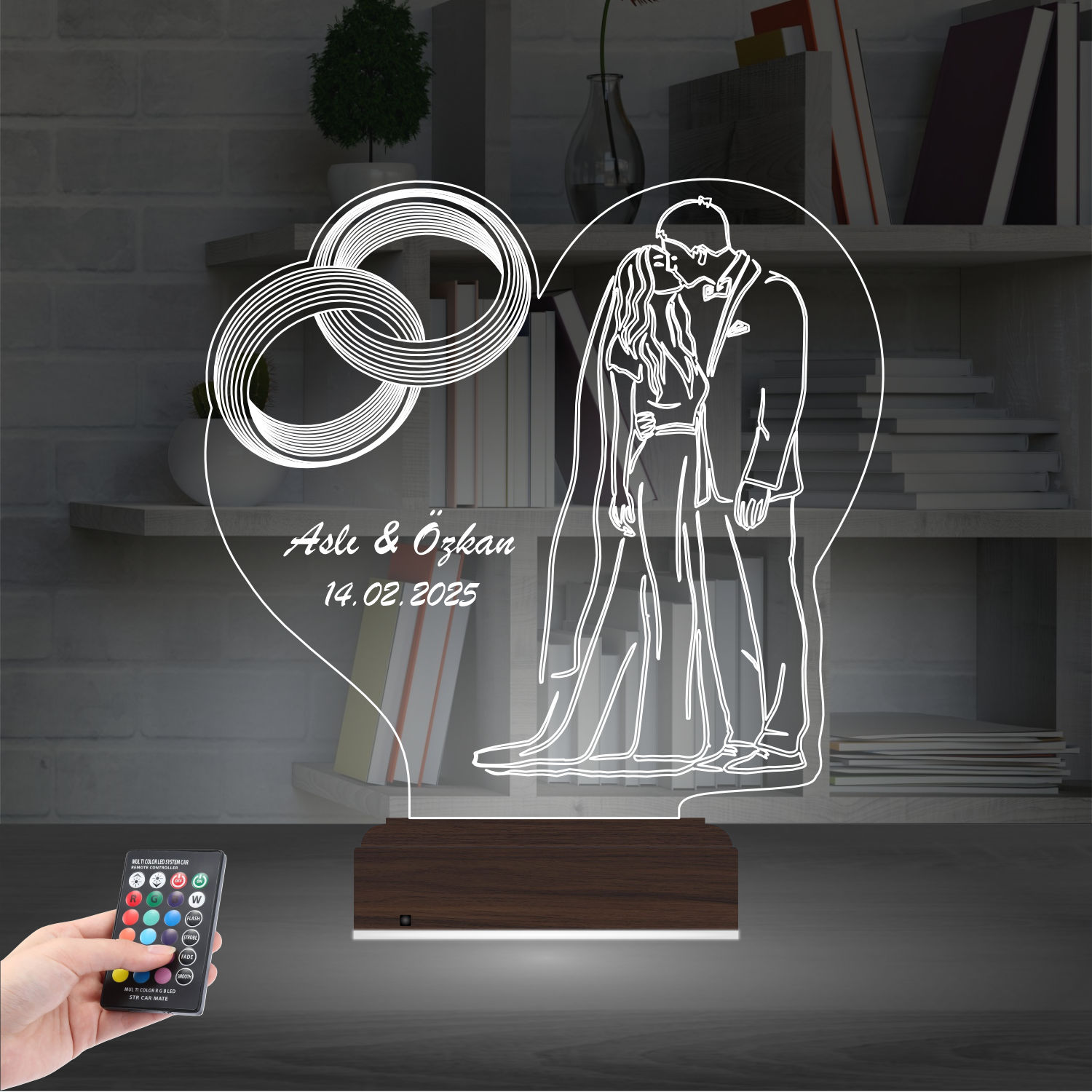 Свадебная пара — 3D LED Ночник | Подарок на годовщину