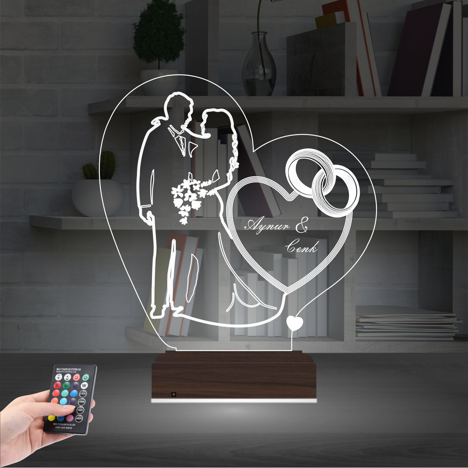 Свадебная пара — 3D LED Ночник | Подарок на годовщину