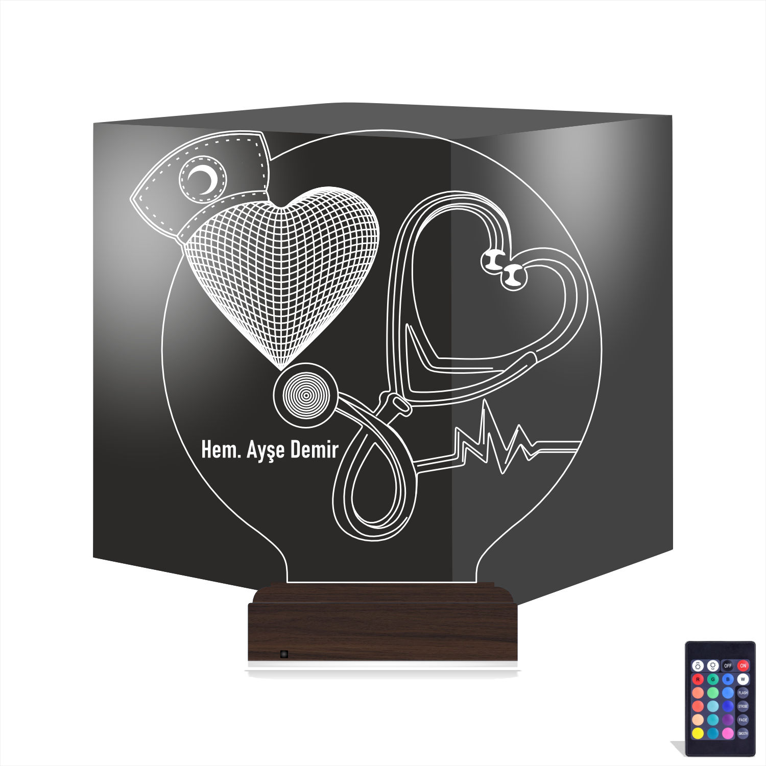 Медсестра и сердце — 3D LED Ночник | Подарок медику