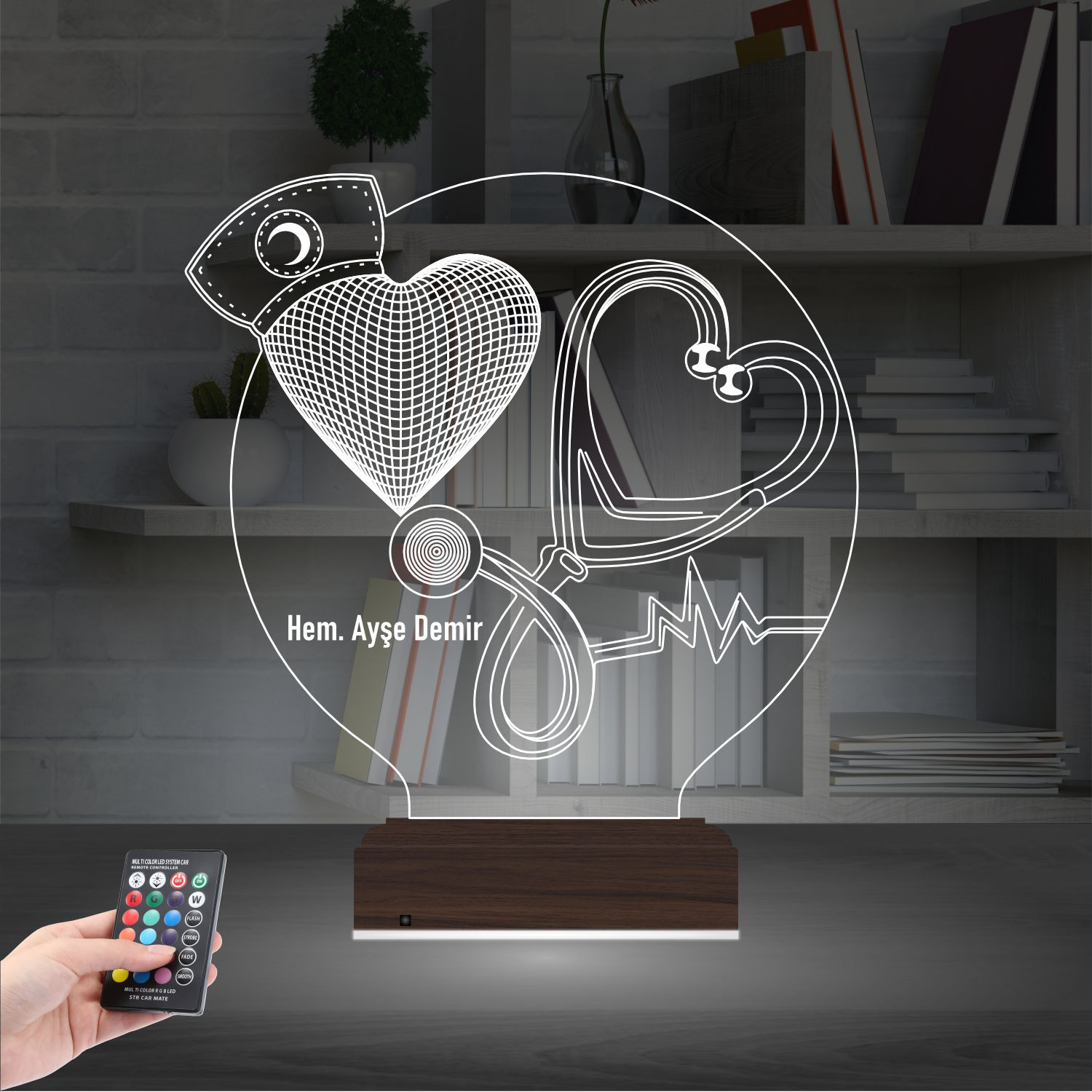 Медсестра и сердце — 3D LED Ночник | Подарок медику