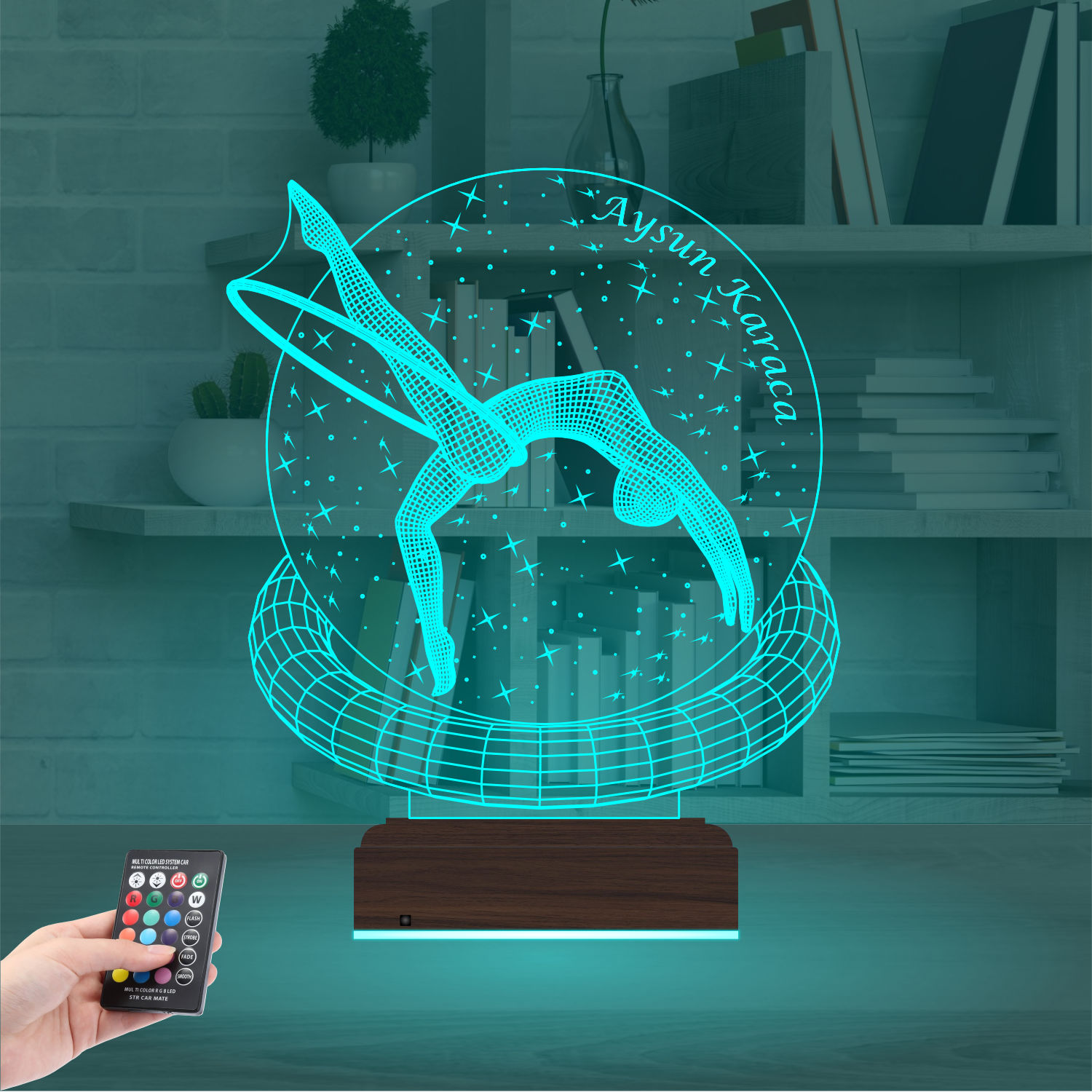 Именной подарок: 3d светильник "Грация гимнастки" (С обручем) 2