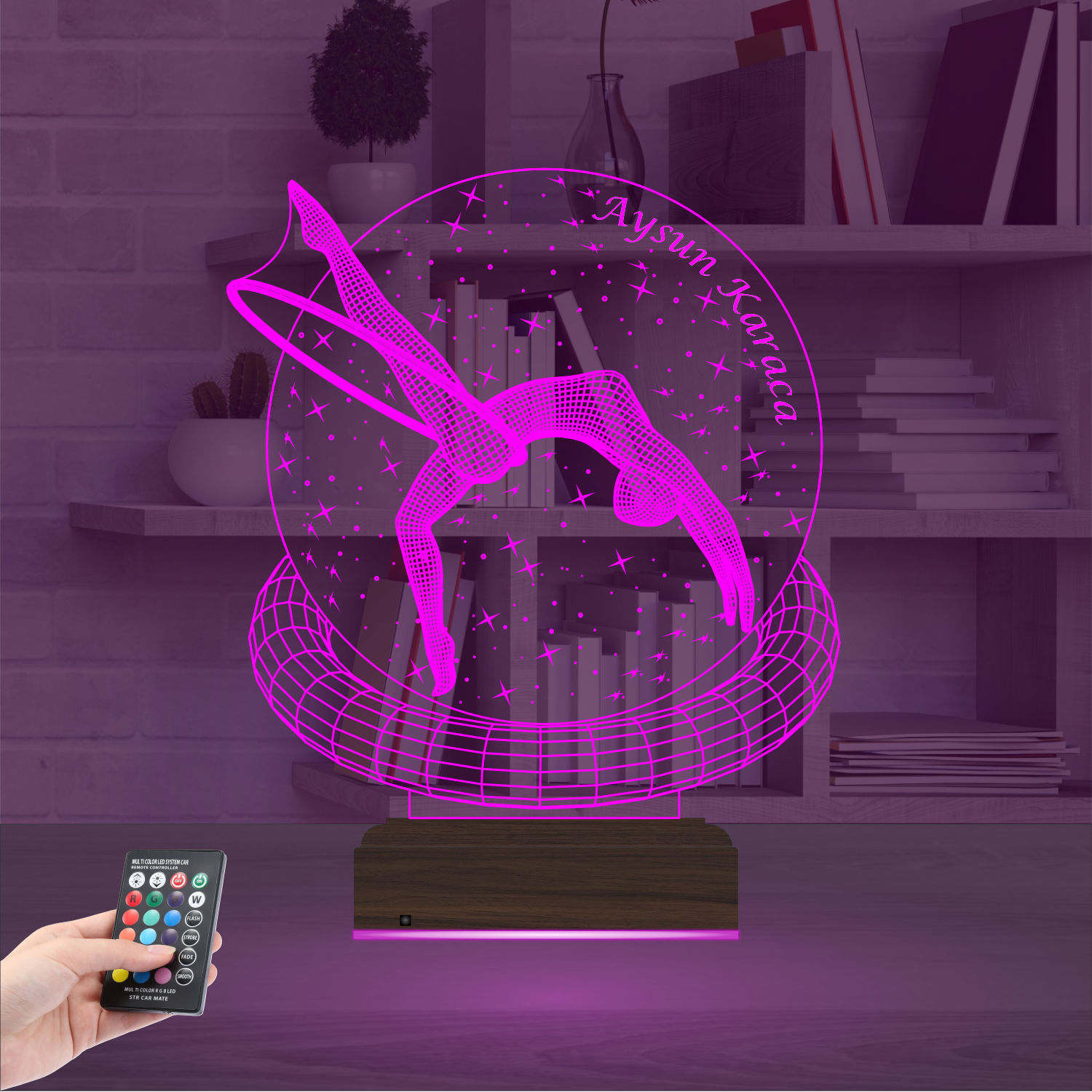 Именной подарок: 3d светильник "Грация гимнастки" (С обручем) 3