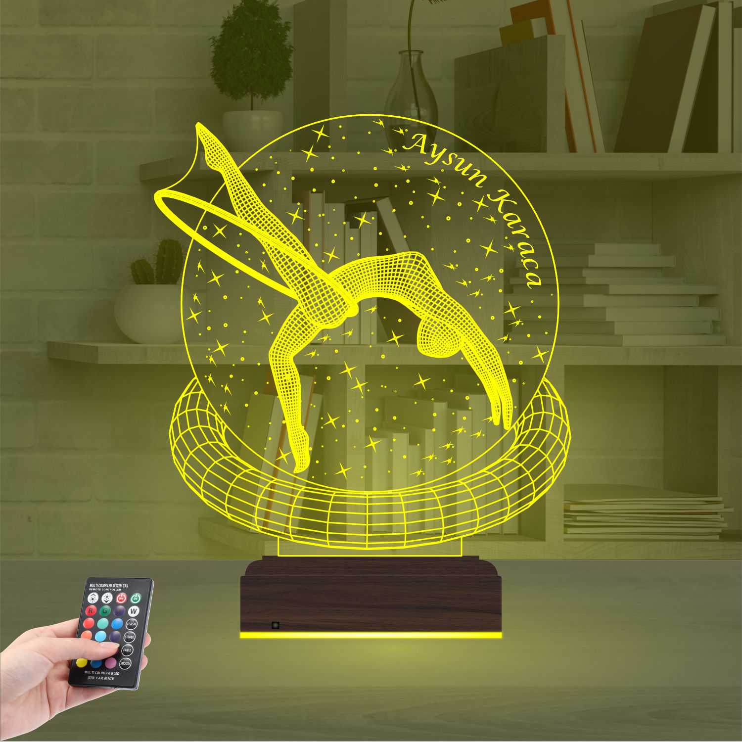 Именной подарок: 3d светильник "Грация гимнастки" (С обручем) 6