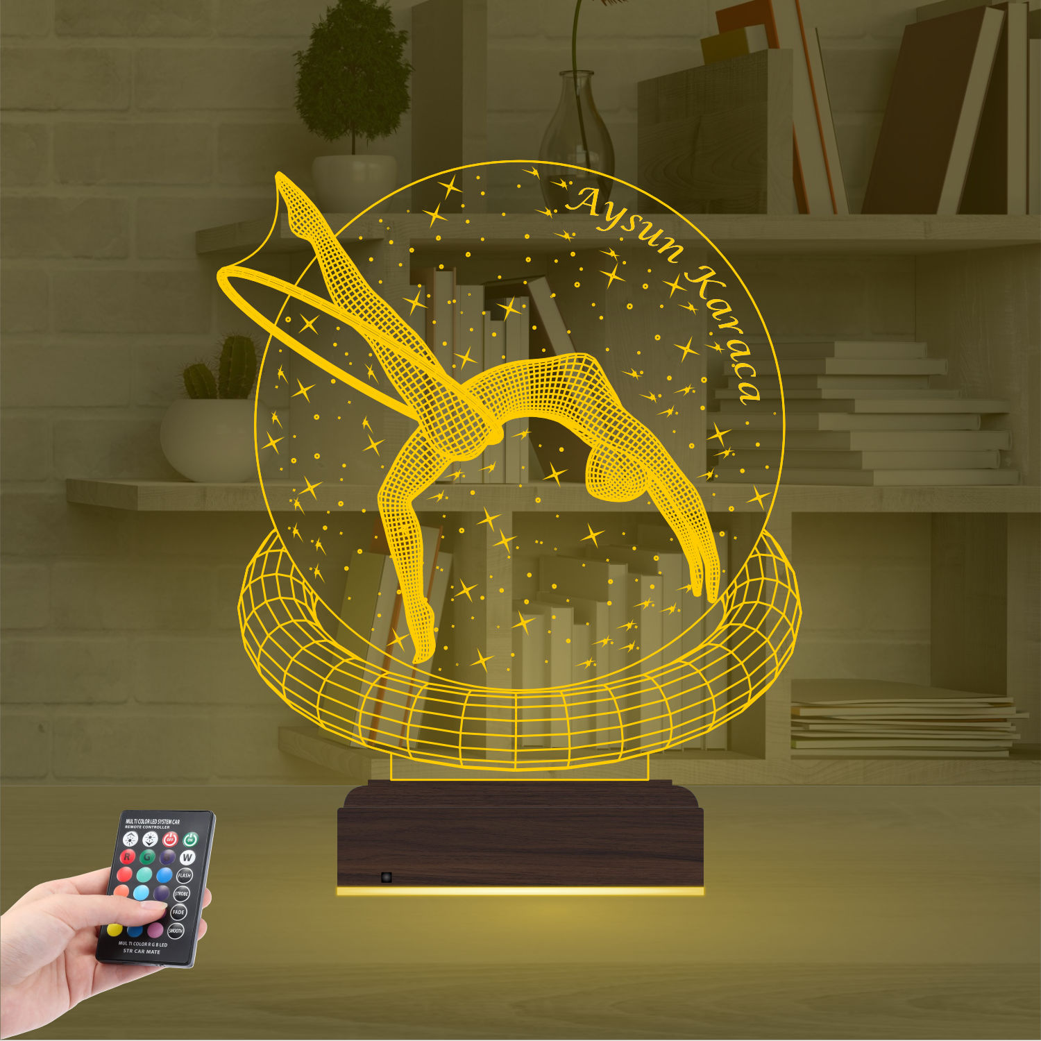 Именной подарок: 3d светильник "Грация гимнастки" (С обручем) 7