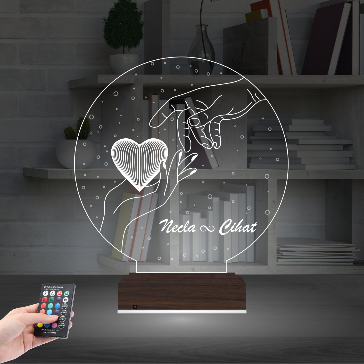 Руки и Сердце — 3D LED Ночник | Подарок влюбленным