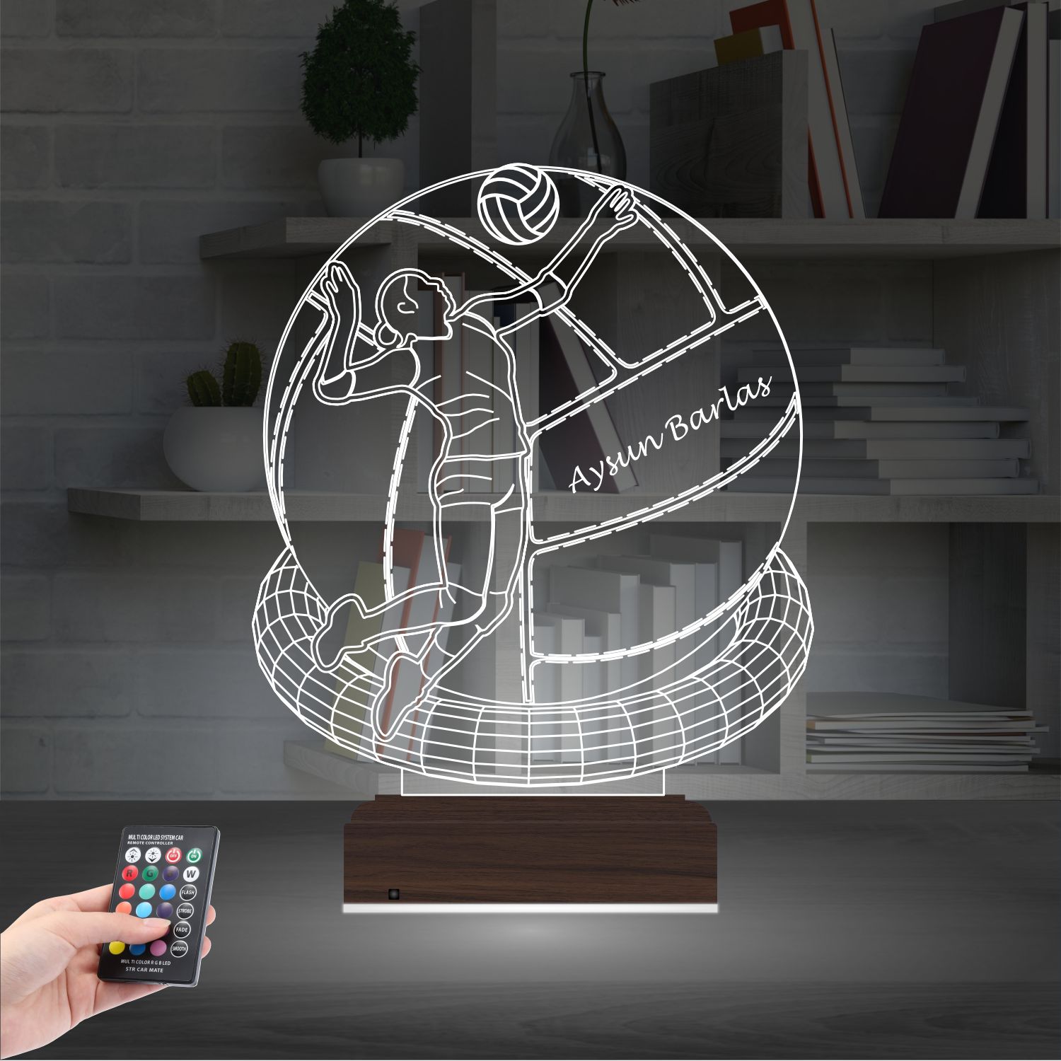 Волейболистка с именем — 3D LED Ночник | Подарок спортсмену