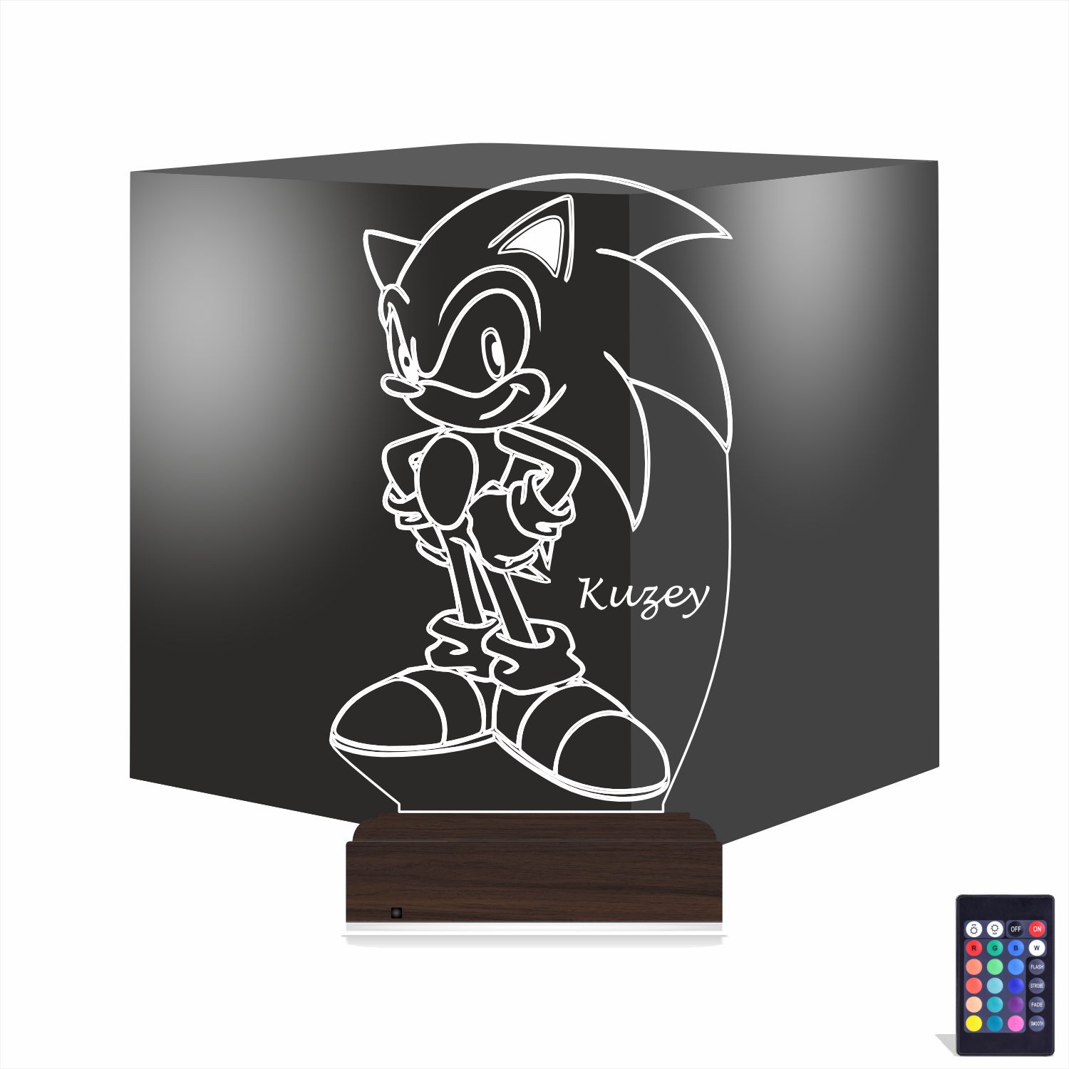 Соник с именем — 3D LED Ночник | Подарок ребёнку