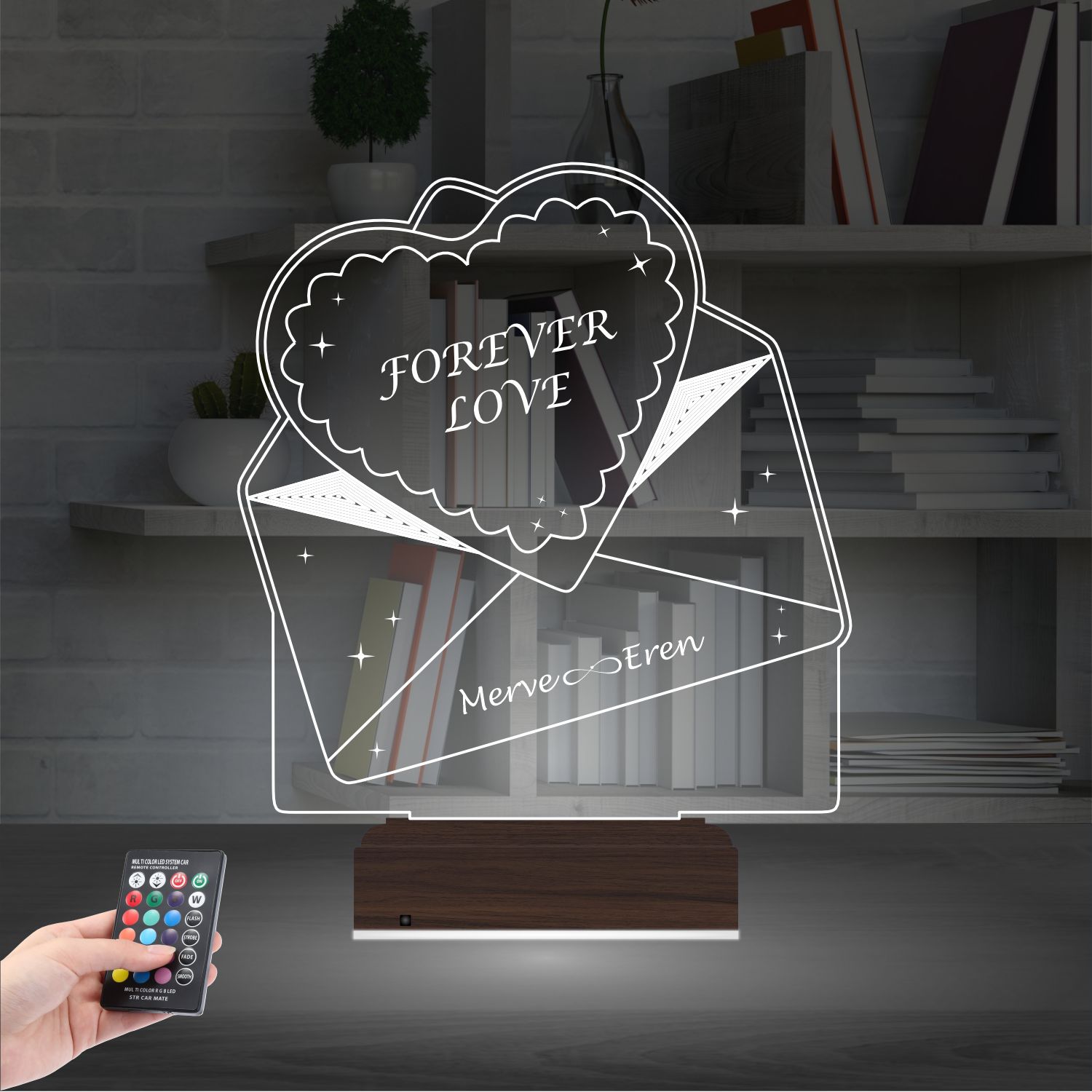 Сердце в конверте — 3D LED Ночник | Подарок любимым