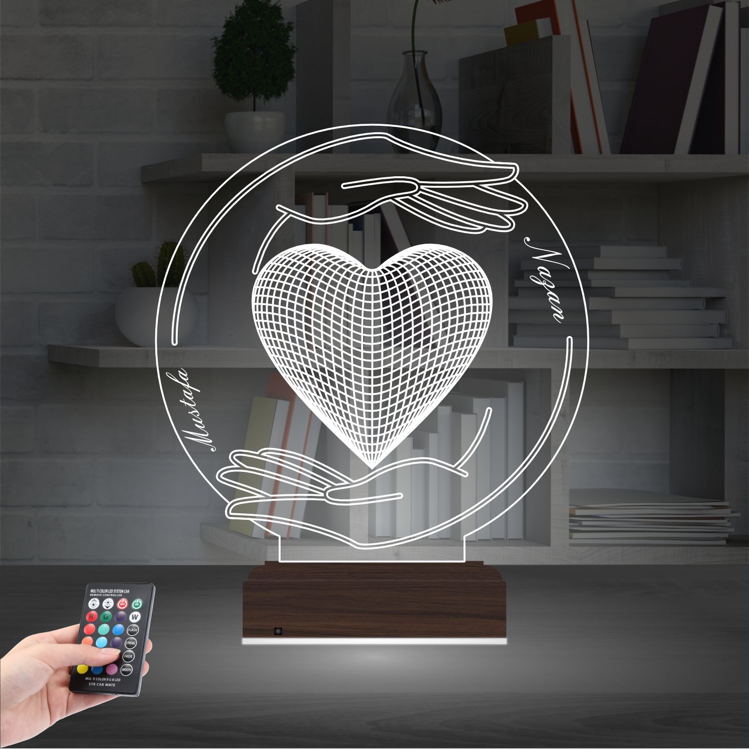 Сердце в руках — 3D LED Ночник | Романтический подарок