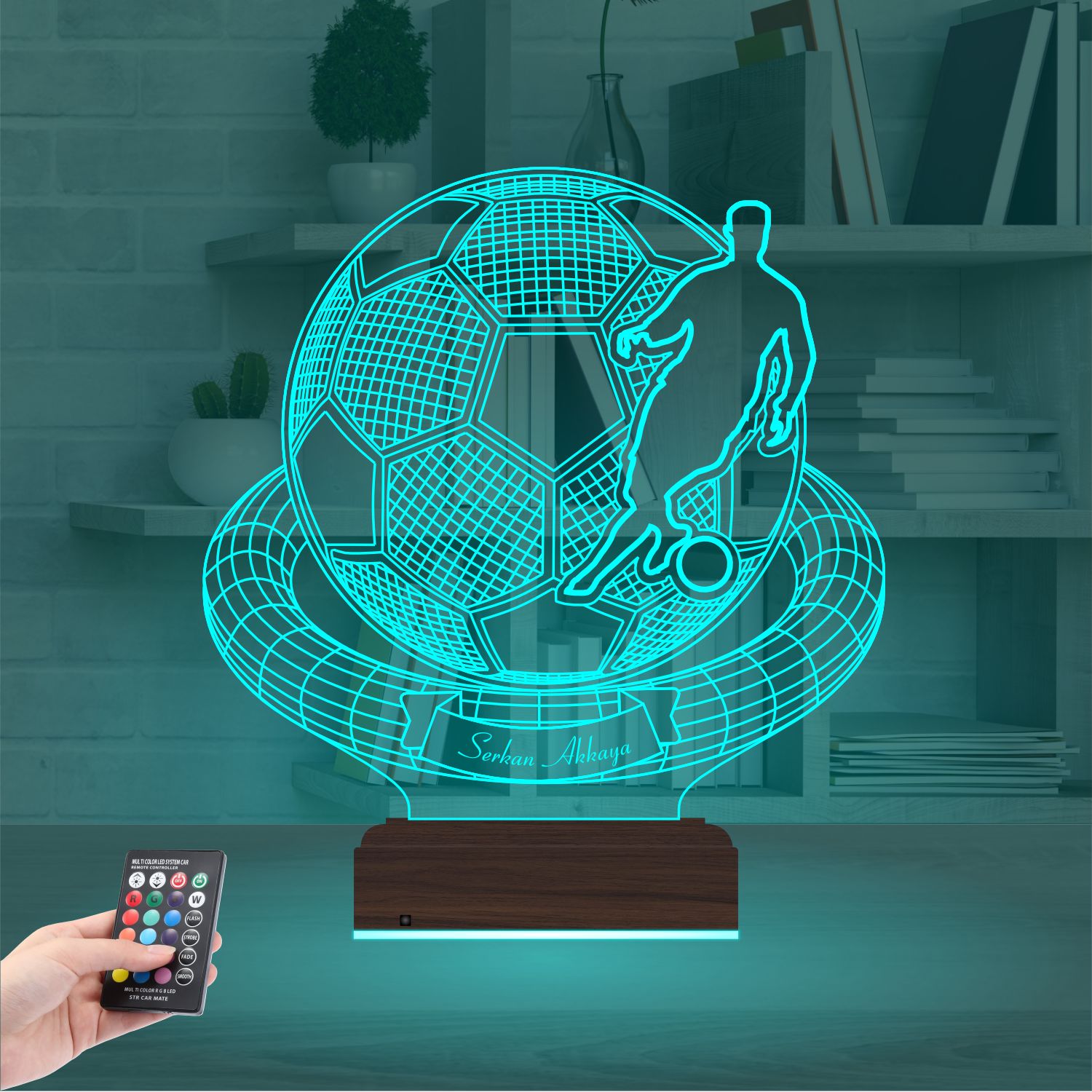 Именной подарок: 3d светильник "Футбол и Чемпион" 2
