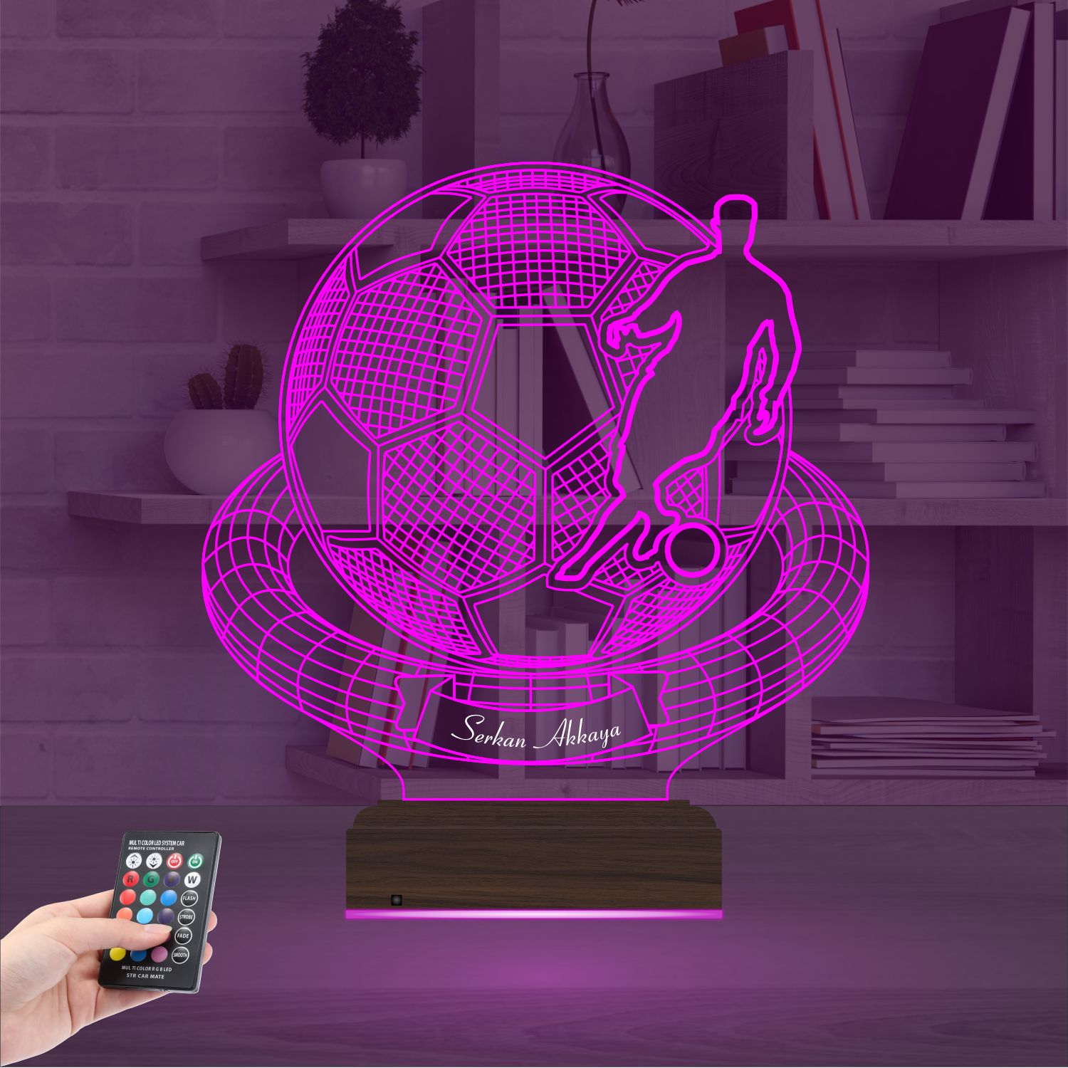 Именной подарок: 3d светильник "Футбол и Чемпион" 3