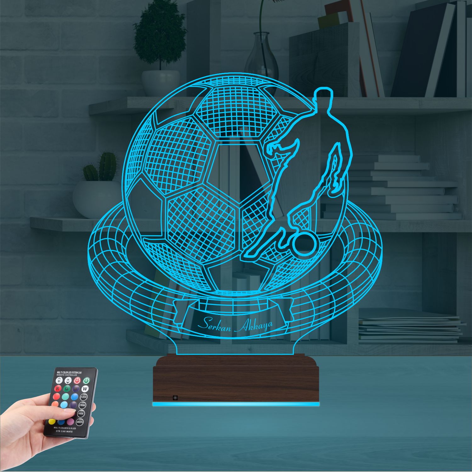 Именной подарок: 3d светильник "Футбол и Чемпион" 8