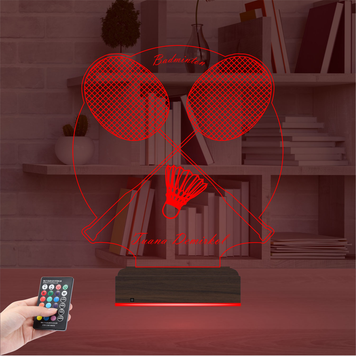 Именной подарок: 3d светильник "Бадминтон" (Ракетки и волан) 4