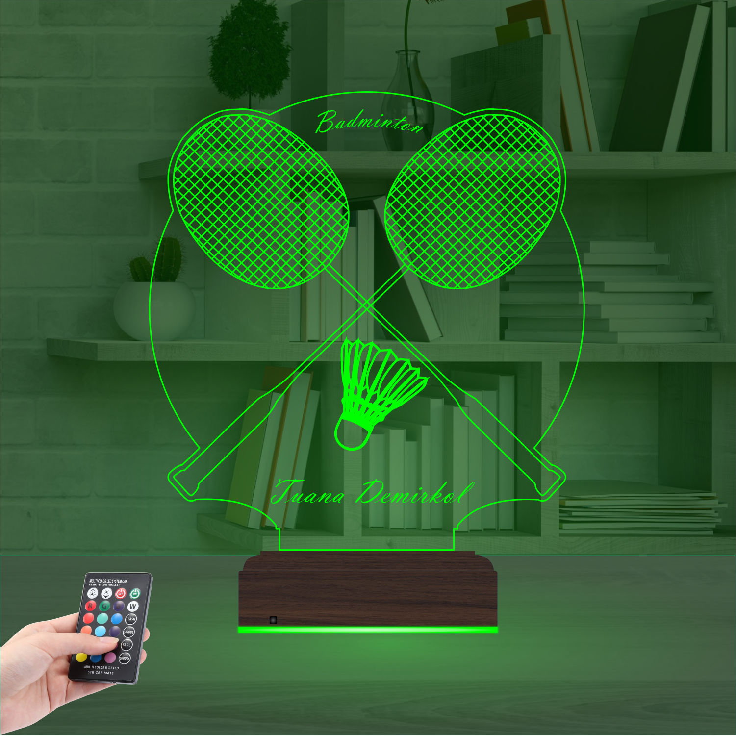 Именной подарок: 3d светильник "Бадминтон" (Ракетки и волан) 5