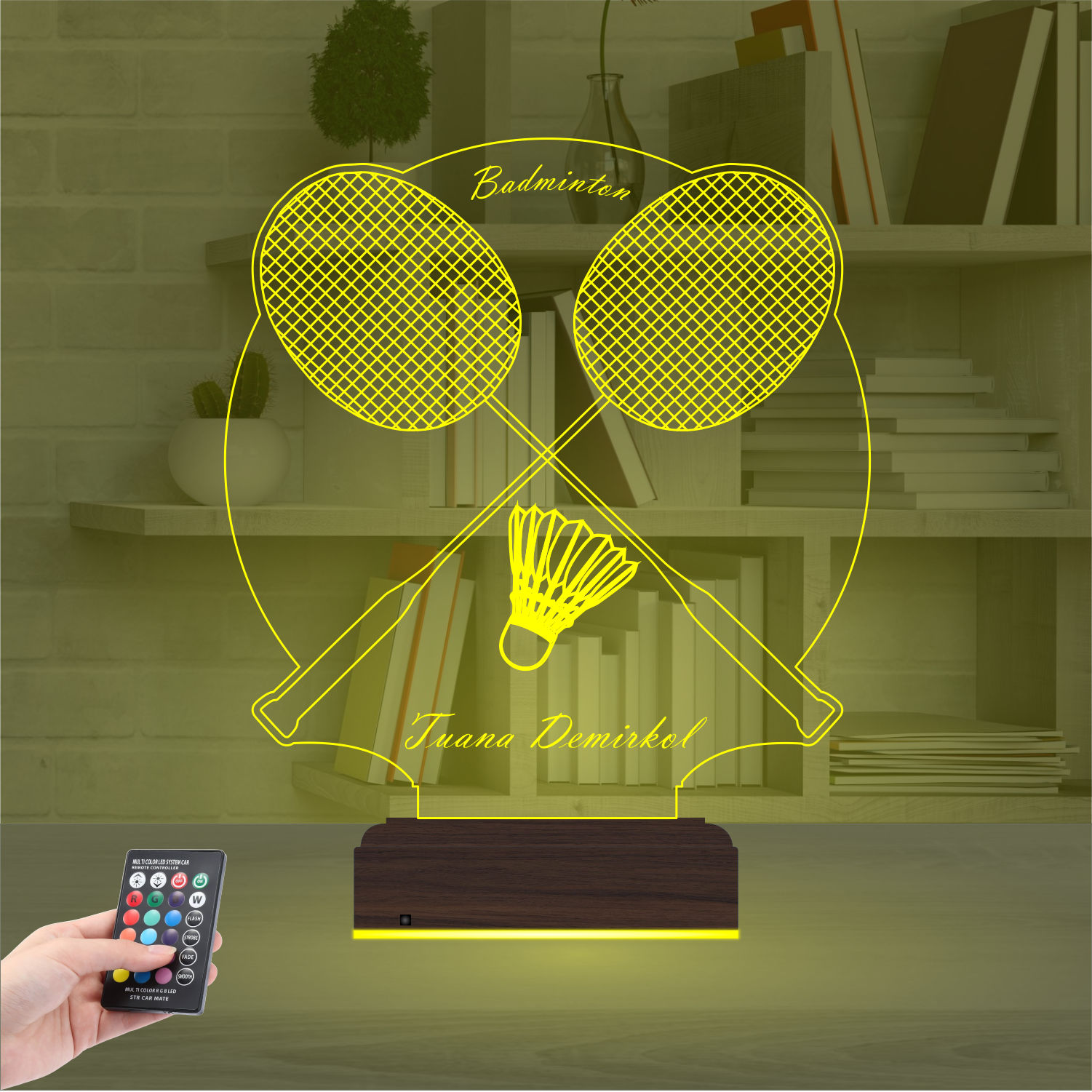 Именной подарок: 3d светильник "Бадминтон" (Ракетки и волан) 6