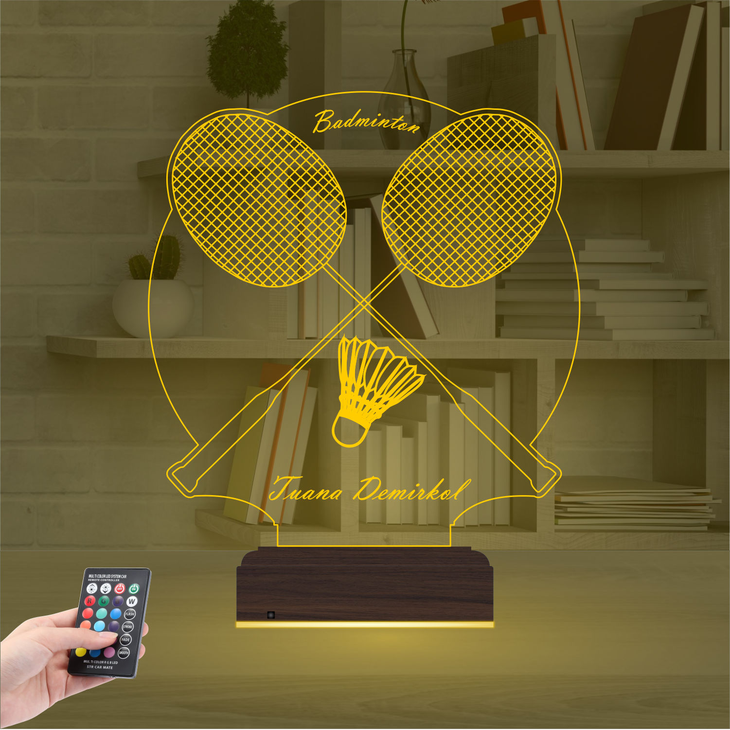 Именной подарок: 3d светильник "Бадминтон" (Ракетки и волан) 7