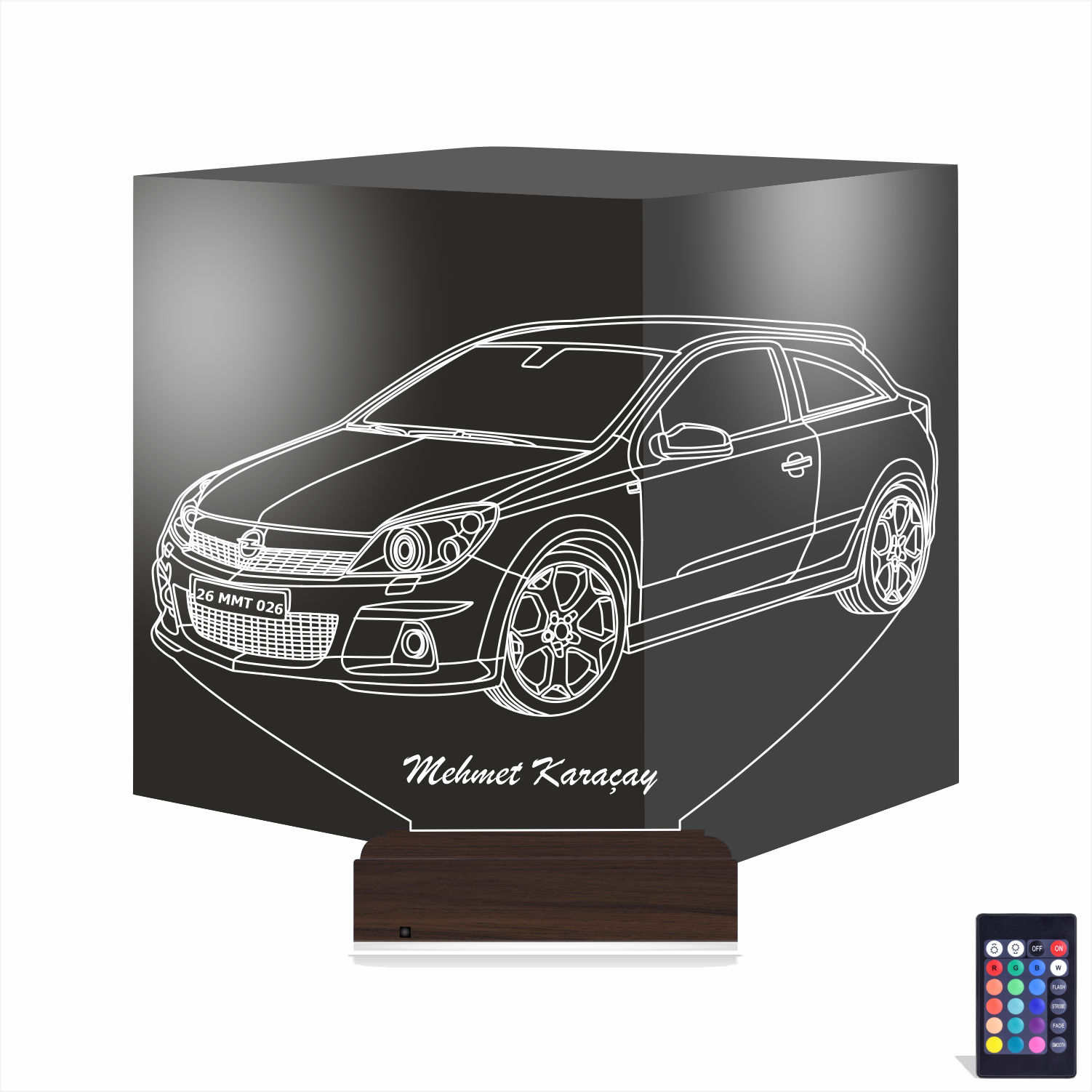Автомобиль Opel Astra с именем — 3D LED Ночник | Подарок мужчине