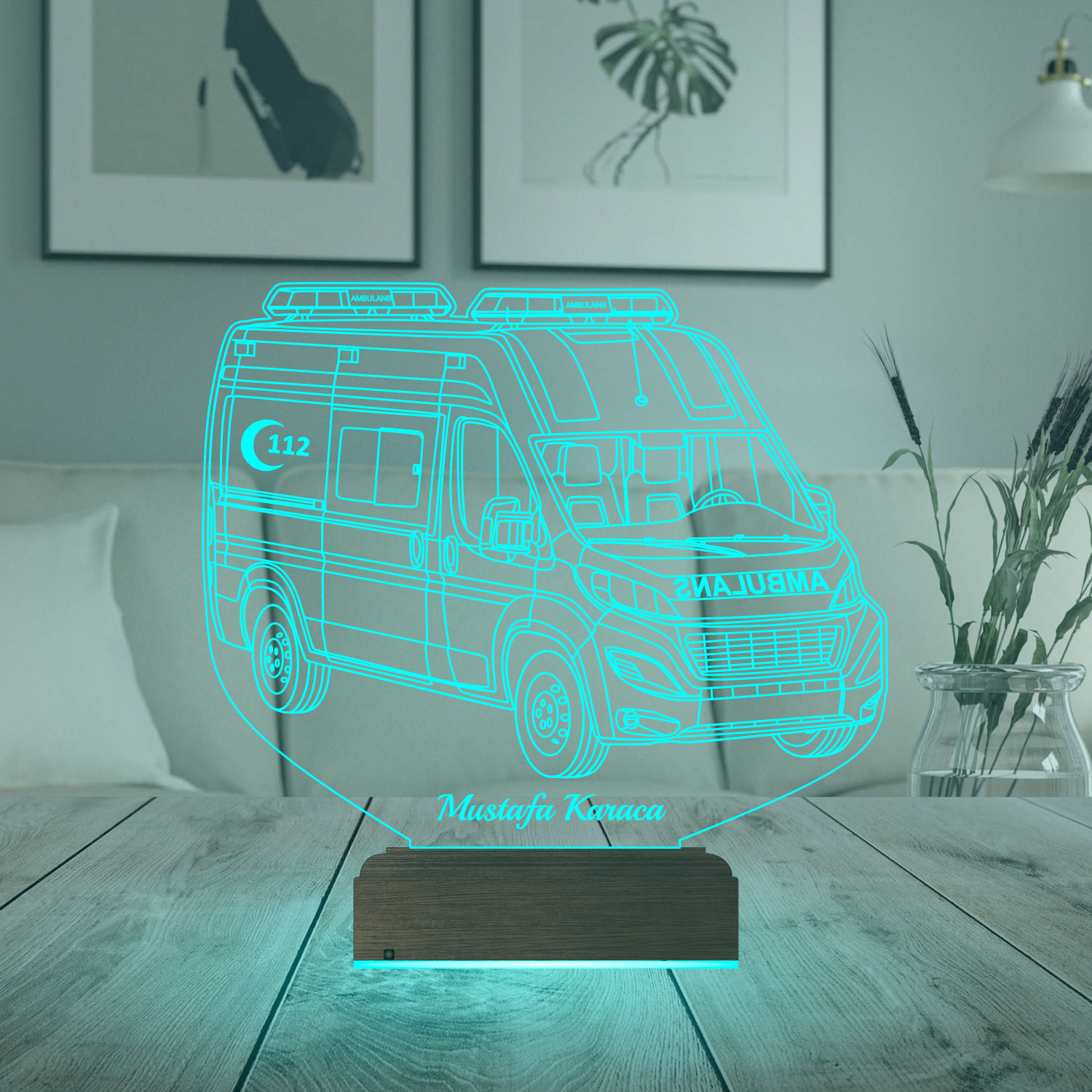 Именной подарок: 3d светильник "Скорая помощь" (Амбуланс) 2