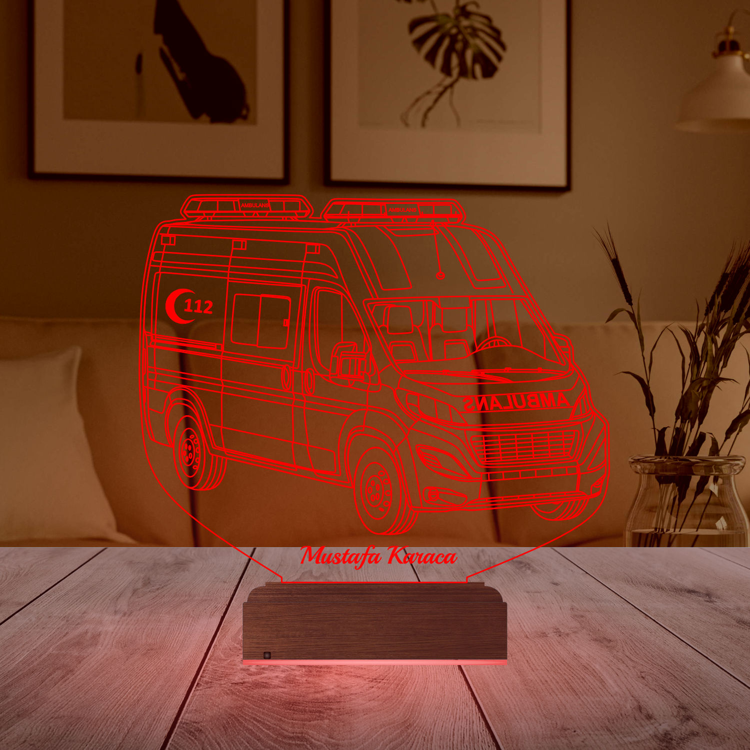 Именной подарок: 3d светильник "Скорая помощь" (Амбуланс) 3