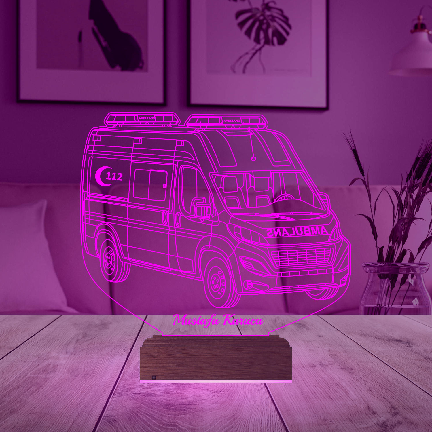 Именной подарок: 3d светильник "Скорая помощь" (Амбуланс) 4