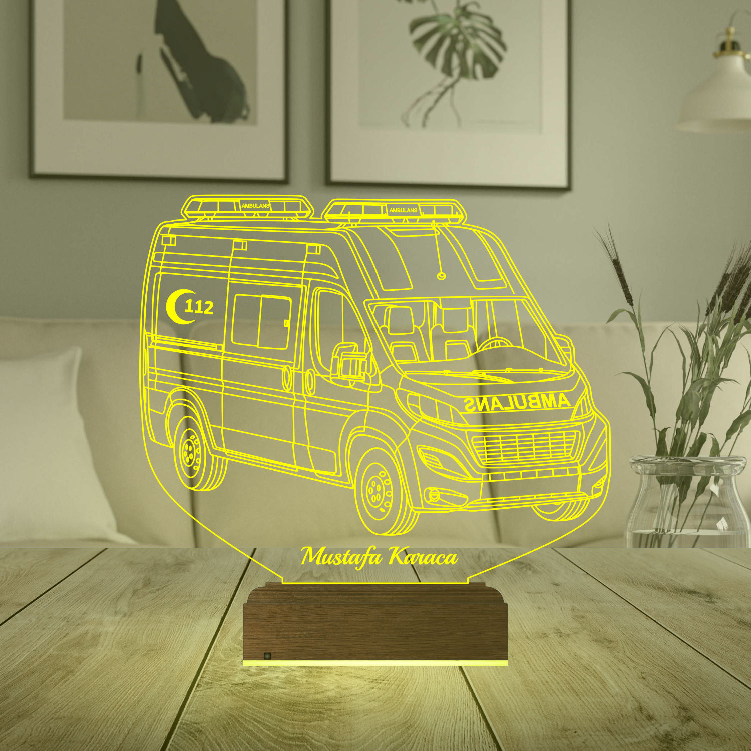 Именной подарок: 3d светильник "Скорая помощь" (Амбуланс) 5