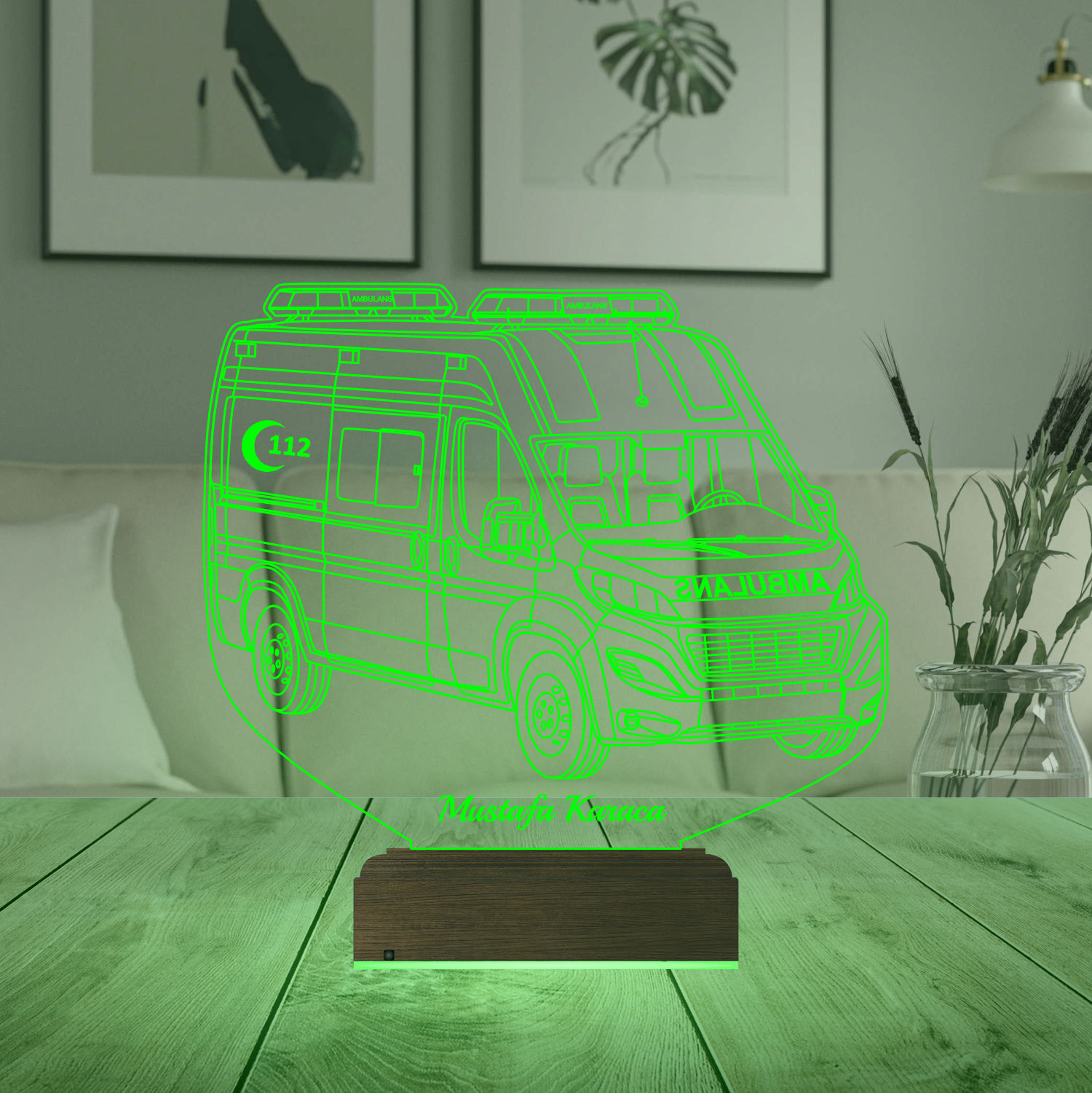 Именной подарок: 3d светильник "Скорая помощь" (Амбуланс) 6