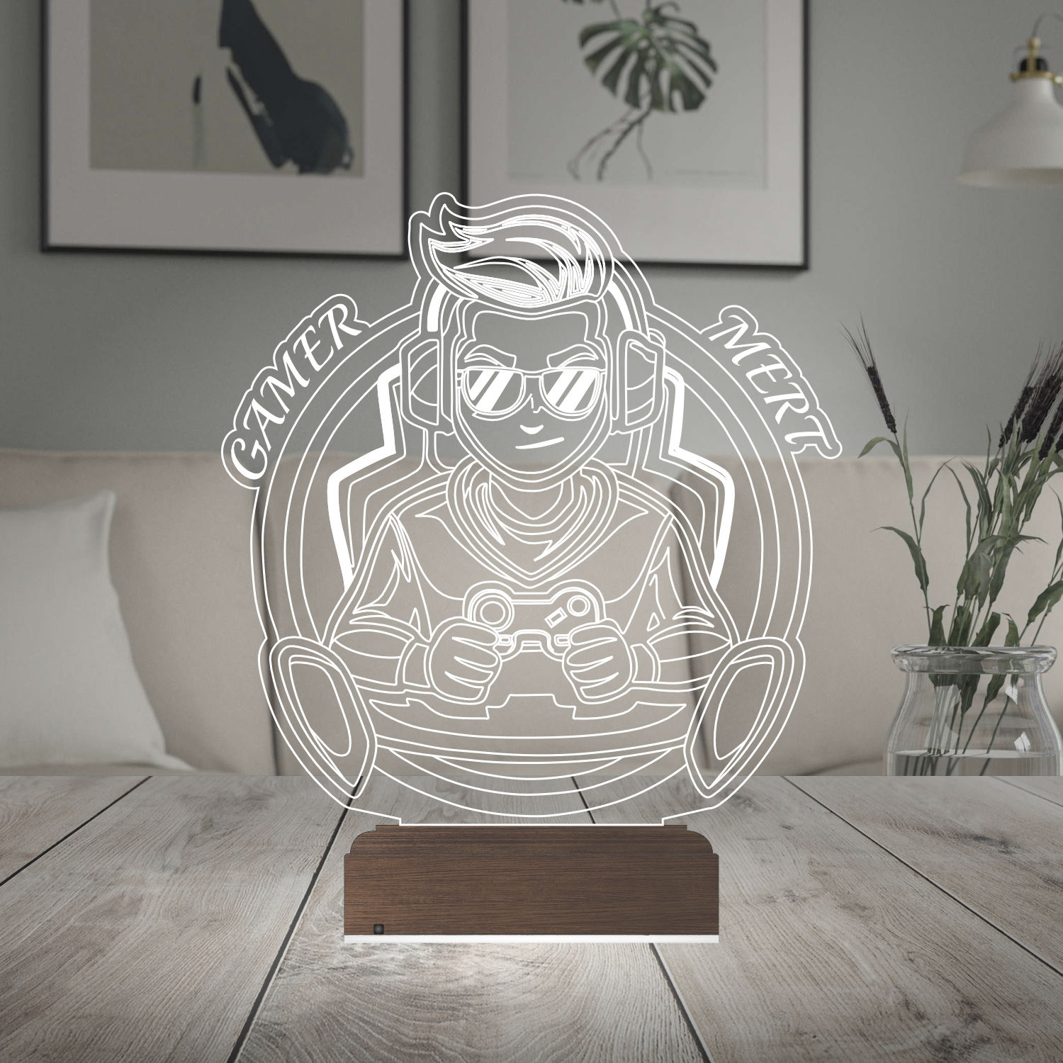 Геймер Mert — 3D LED Ночник | Подарок геймеру