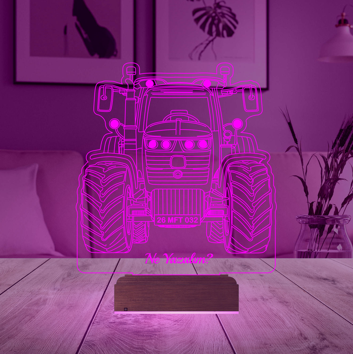 Именной подарок: 3d светильник "Трактор" 3