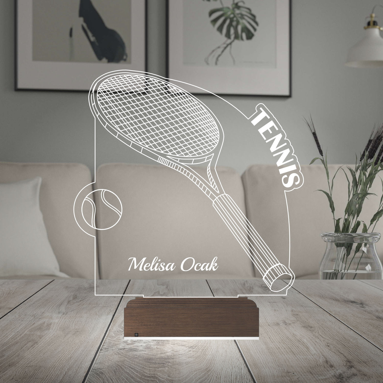 Теннисная ракетка — 3D LED Ночник | Подарок спортсмену