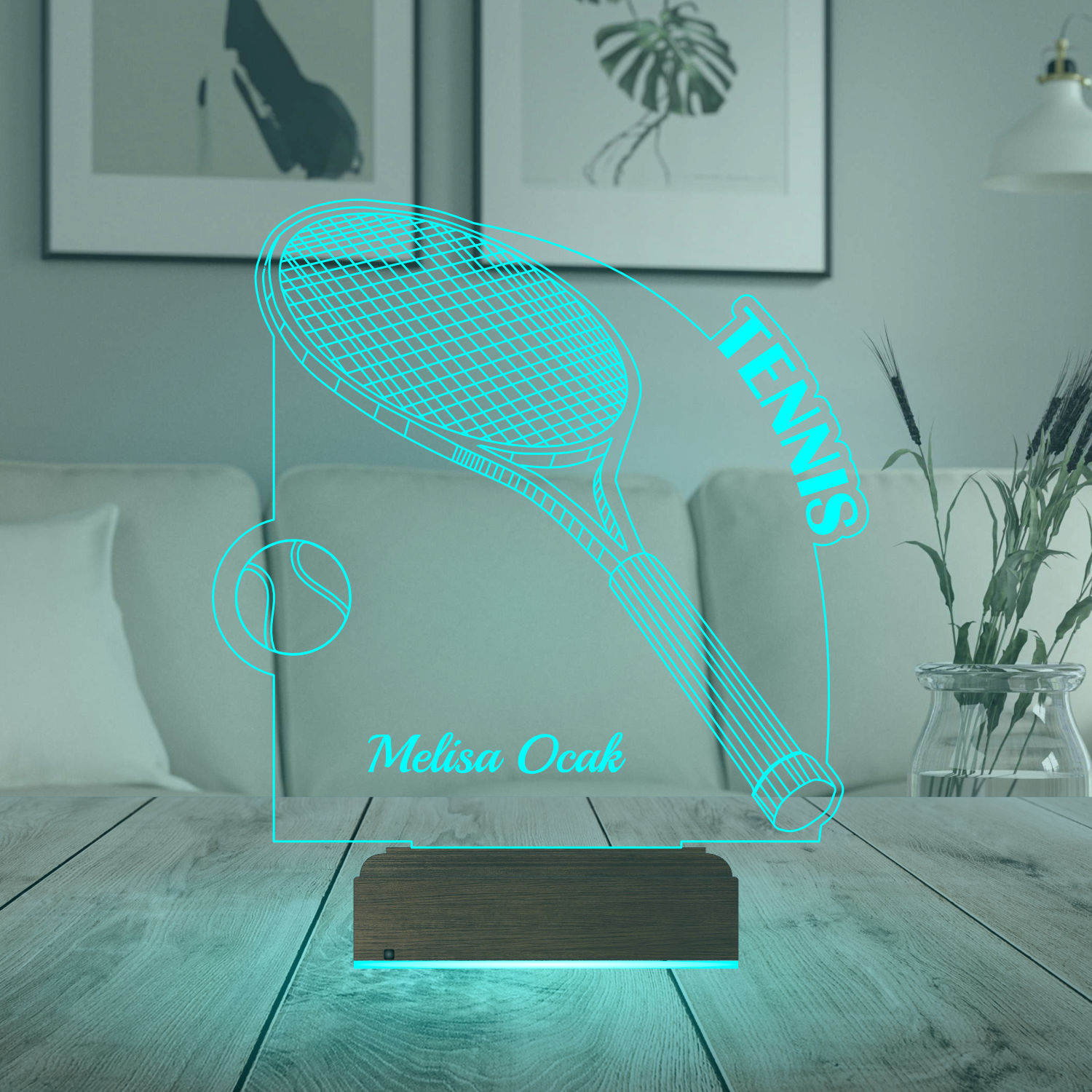 Именной подарок: 3d светильник "Теннисная ракетка" 2