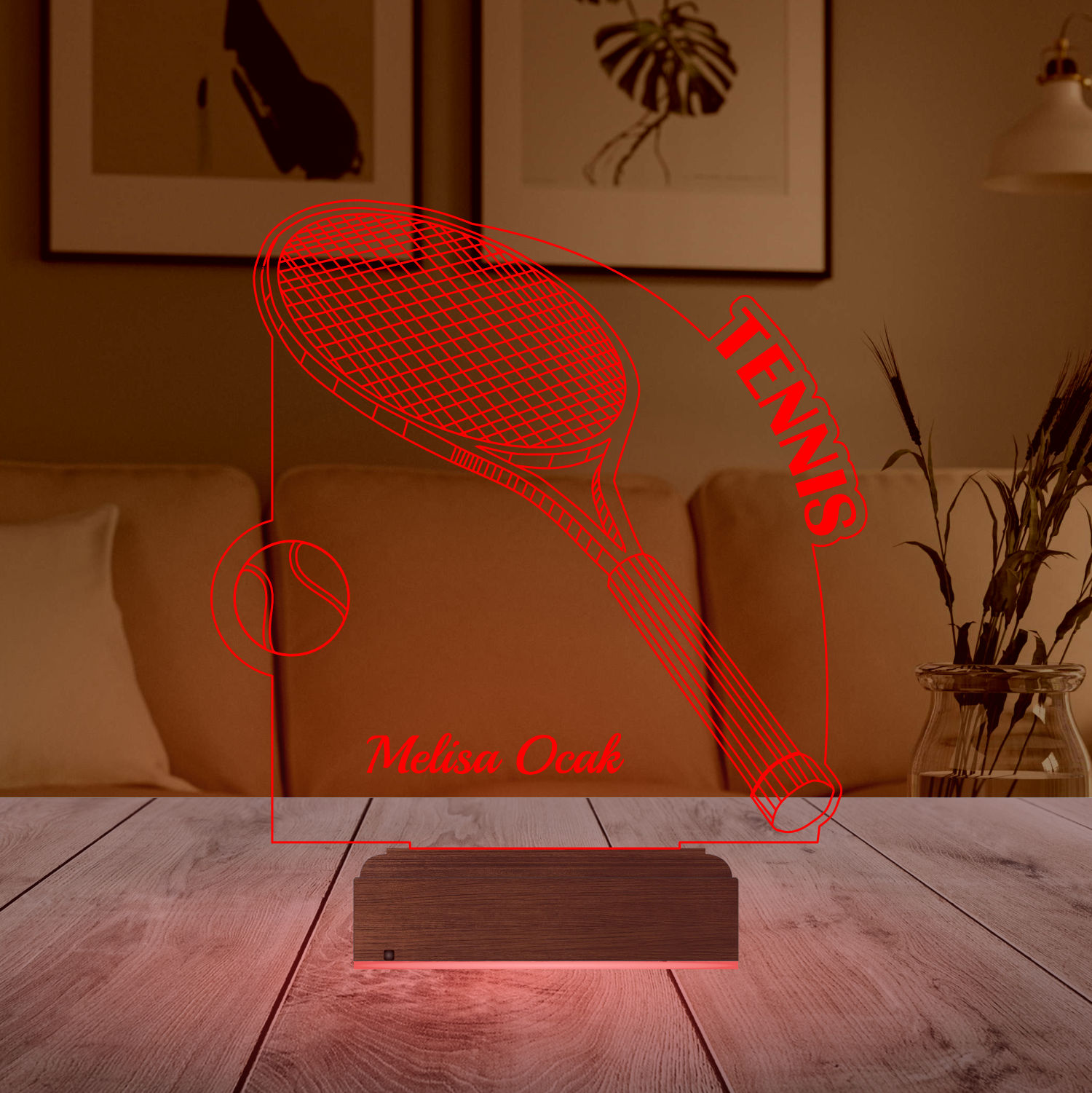 Именной подарок: 3d светильник "Теннисная ракетка" 4