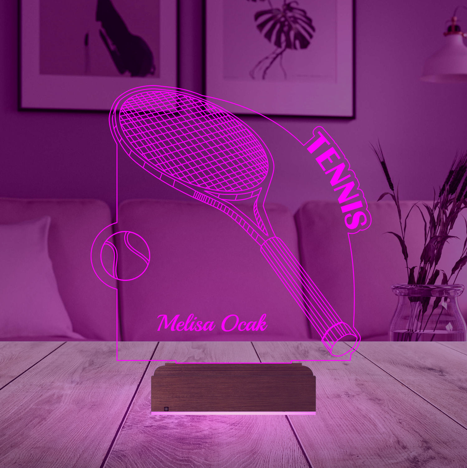 Именной подарок: 3d светильник "Теннисная ракетка" 3