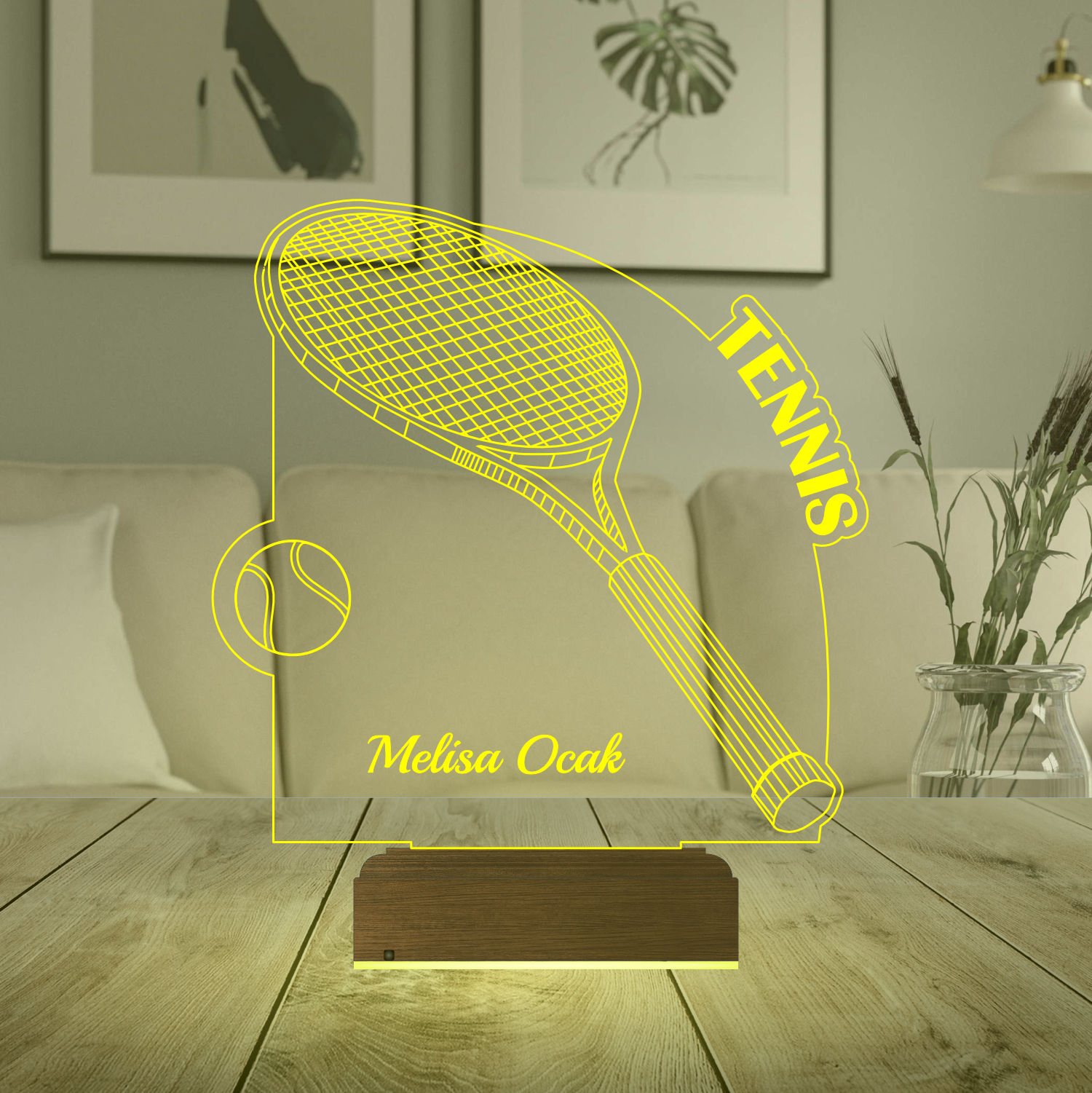 Именной подарок: 3d светильник "Теннисная ракетка" 5