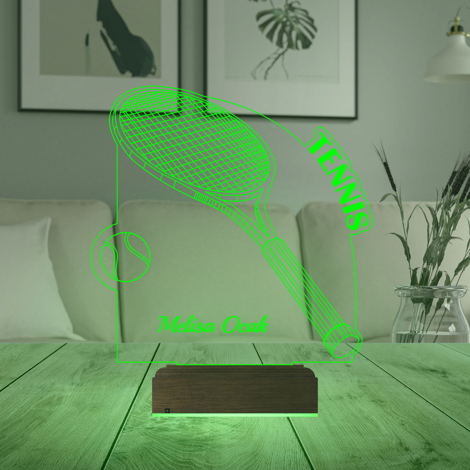 Именной подарок: 3d светильник "Теннисная ракетка" 6